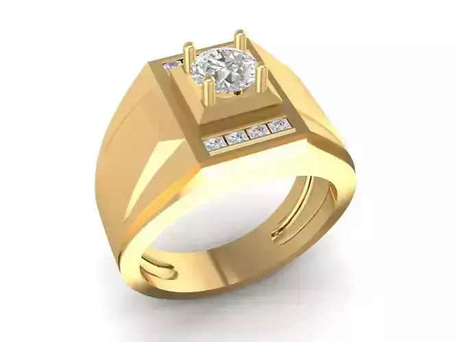 Geometric Diamond Baguette Ring for Men  2382