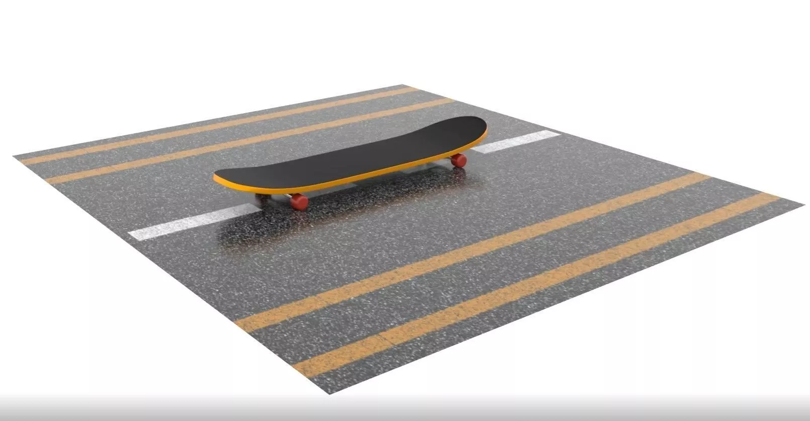 realistic skateboard on road Low-poly 3D model