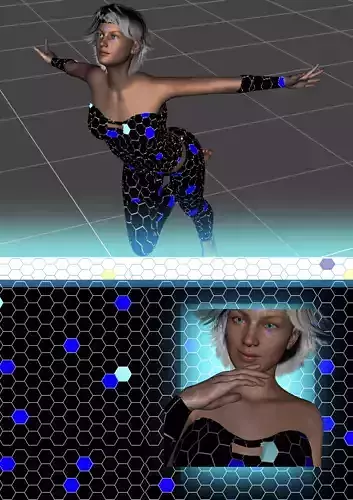 Tech retro cyber clothes set for Genesis 2 female