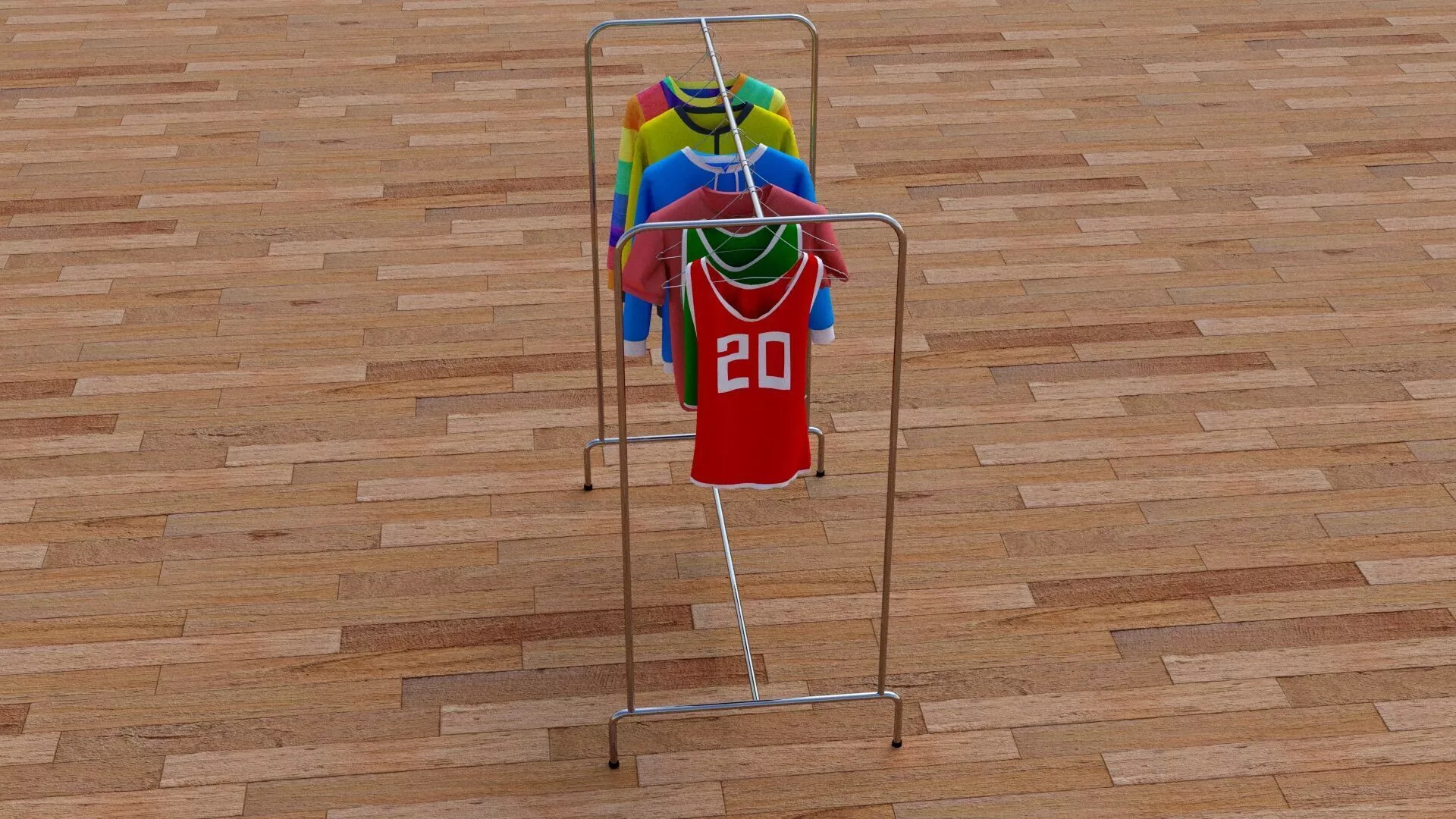 Textured Hanged Tshirts Cloth Rack 3D model