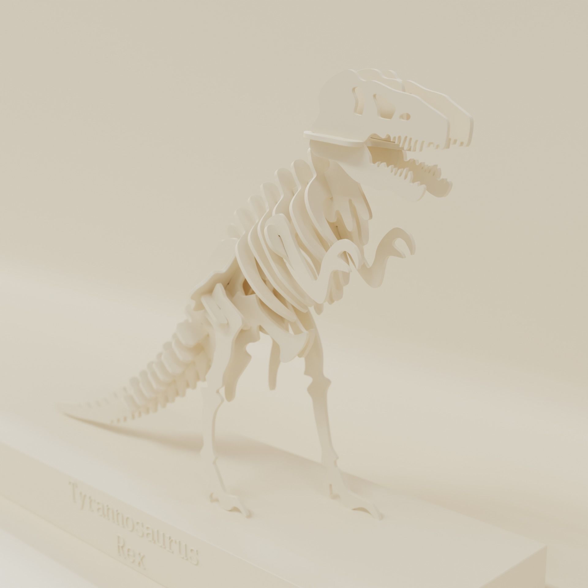 Wooden Trophy tyrannosaurus rex 3D model_1