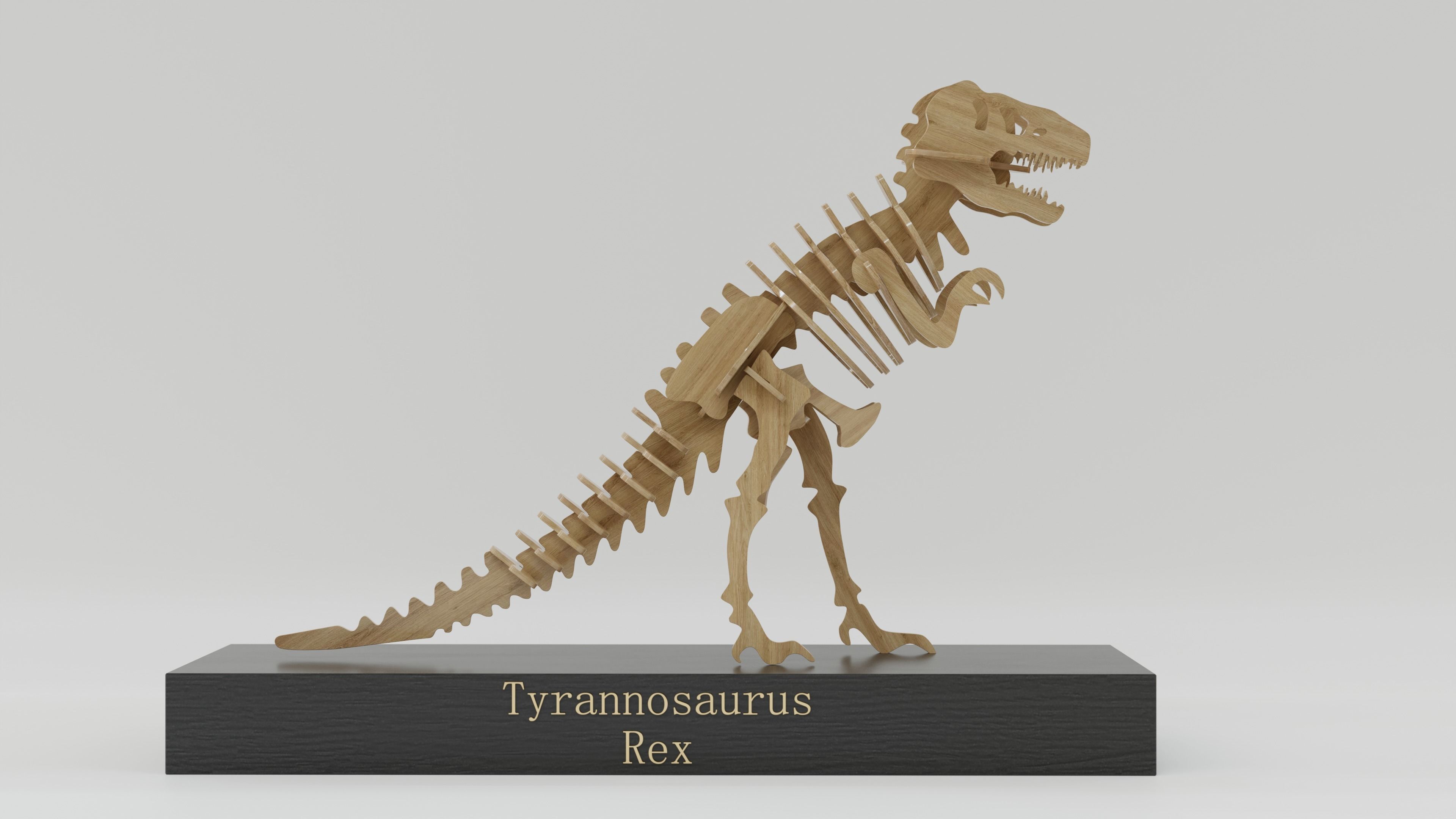 Wooden Trophy tyrannosaurus rex 3D model_2