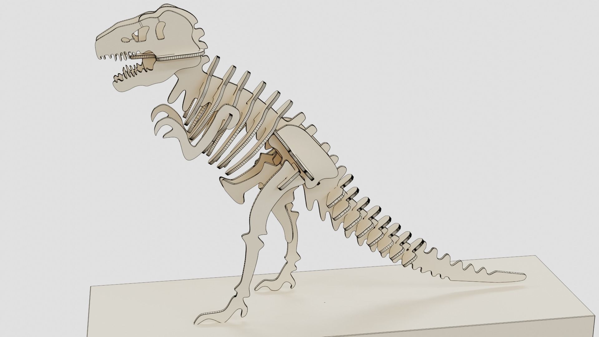 Wooden Trophy tyrannosaurus rex 3D model_4
