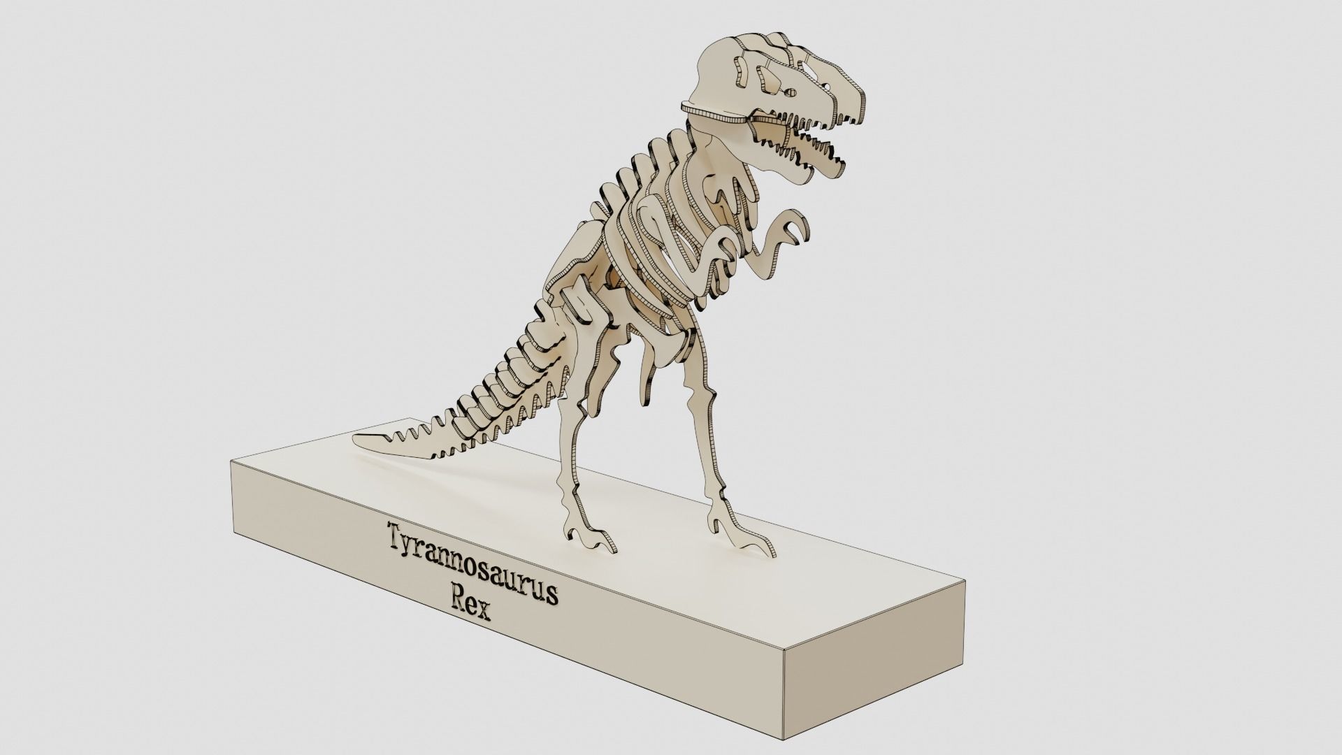 Wooden Trophy tyrannosaurus rex 3D model_3