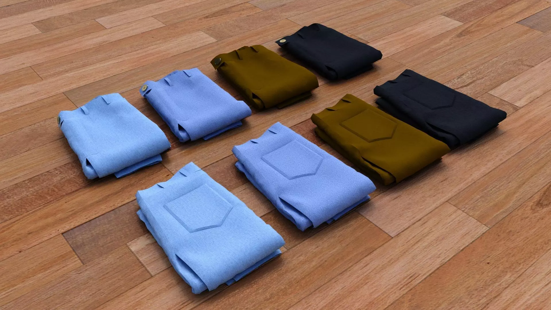 Textured Folded Jeans 3D model