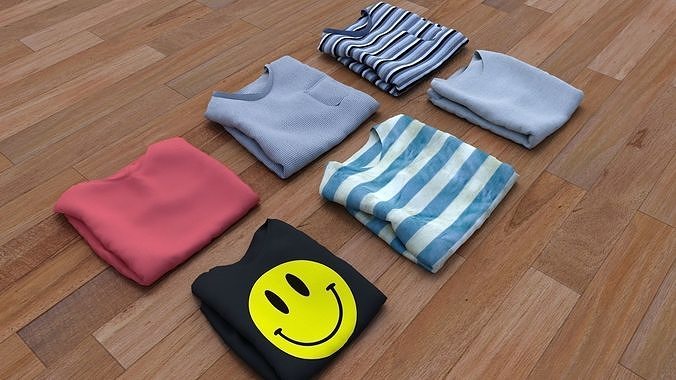 Textured Folded Tshirts 3D model