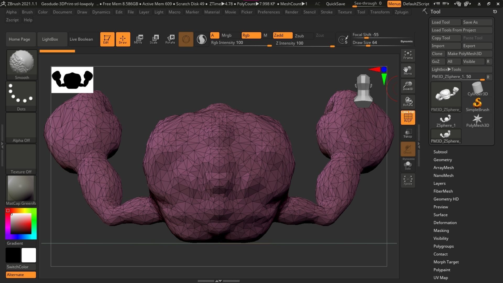 Geodude character 3D print model_8