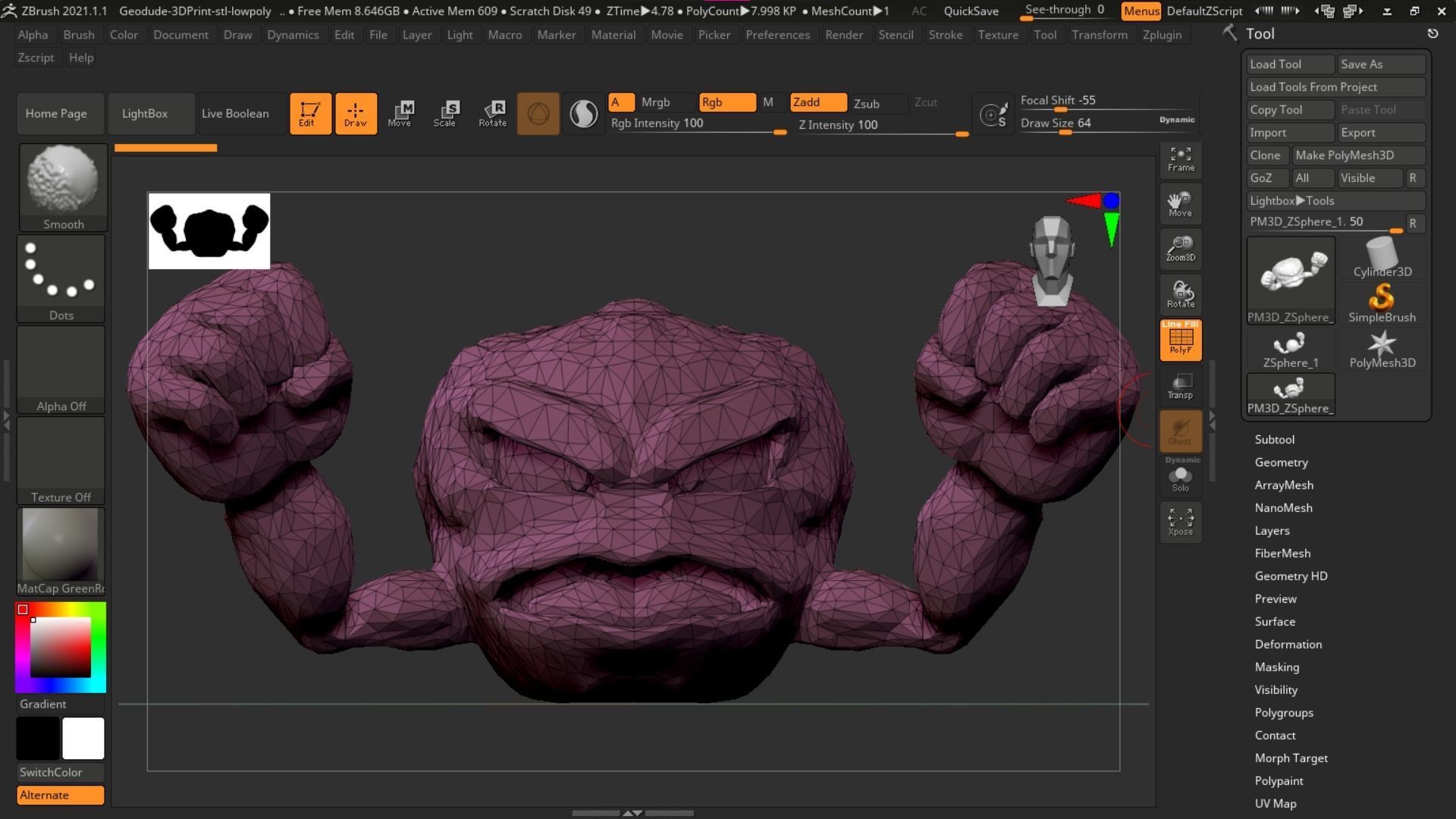 Geodude character 3D print model_6