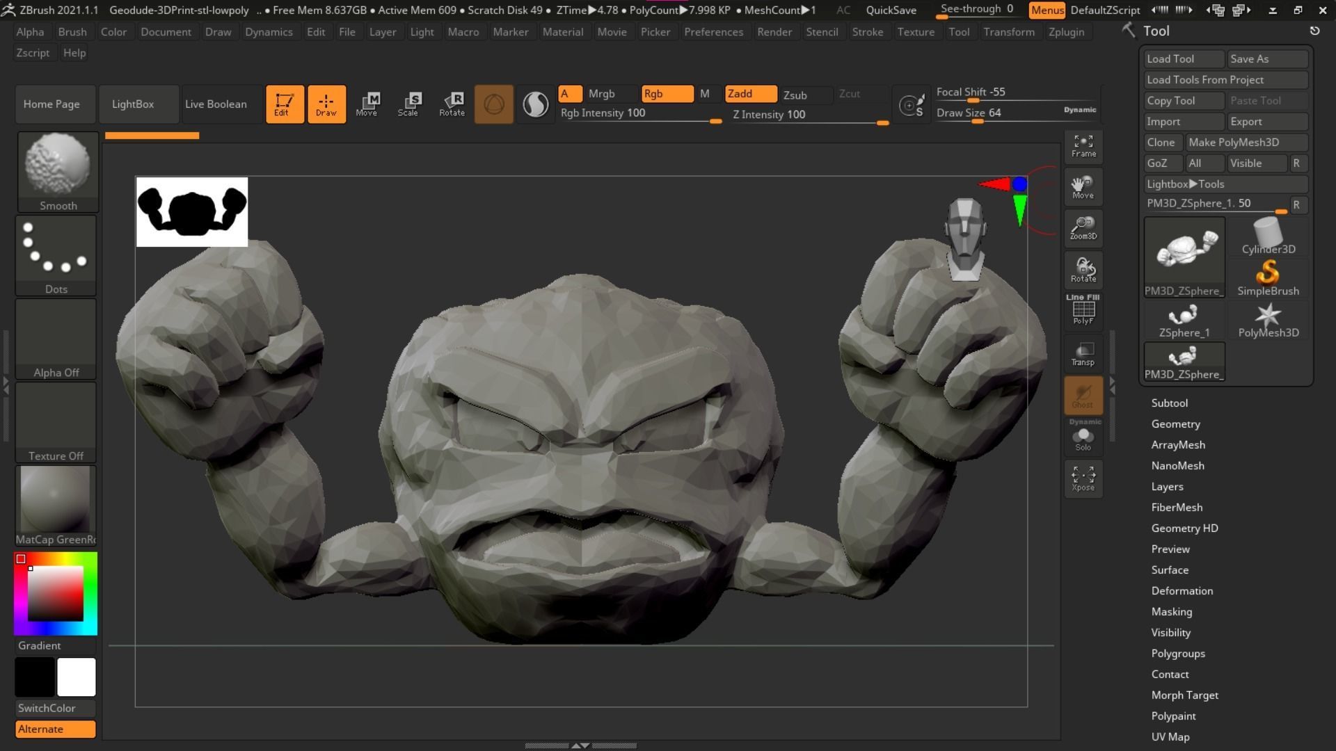 Geodude character 3D print model_5