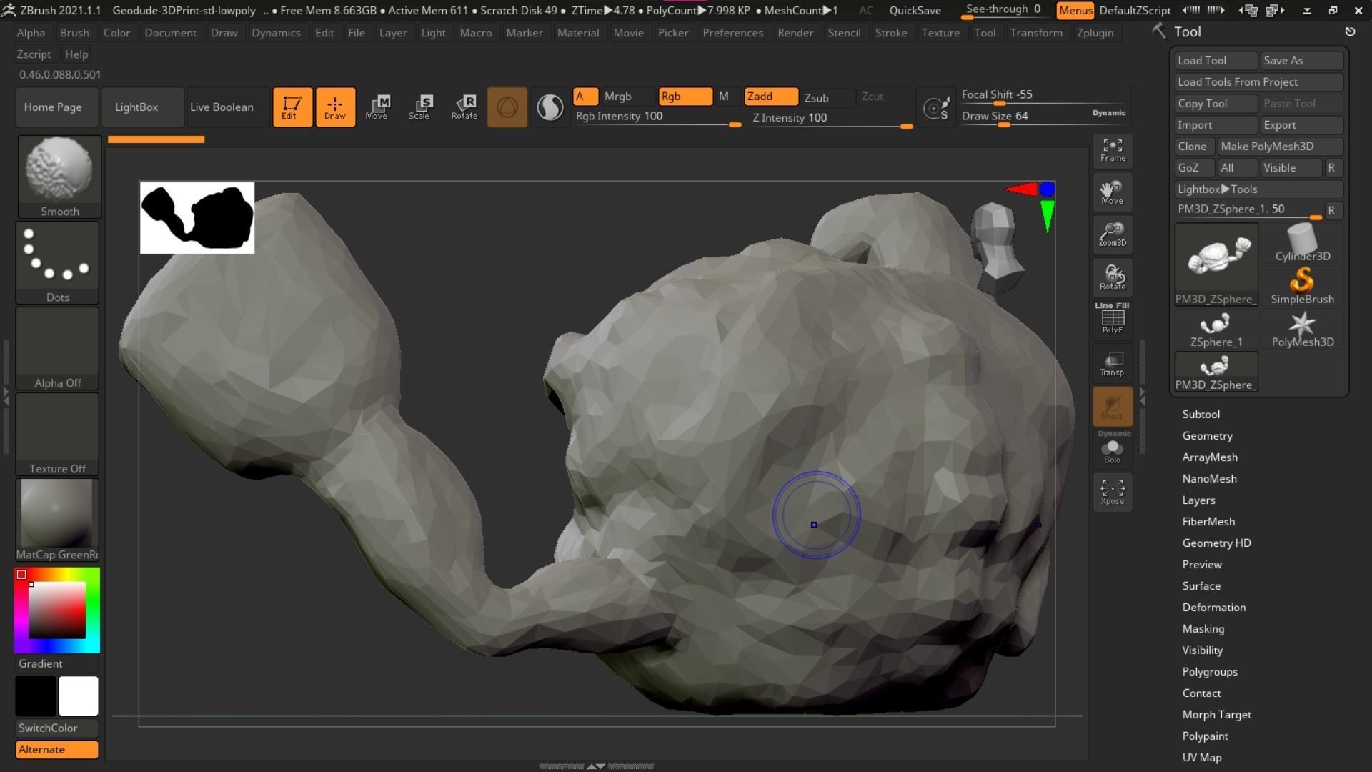 Geodude character 3D print model_3