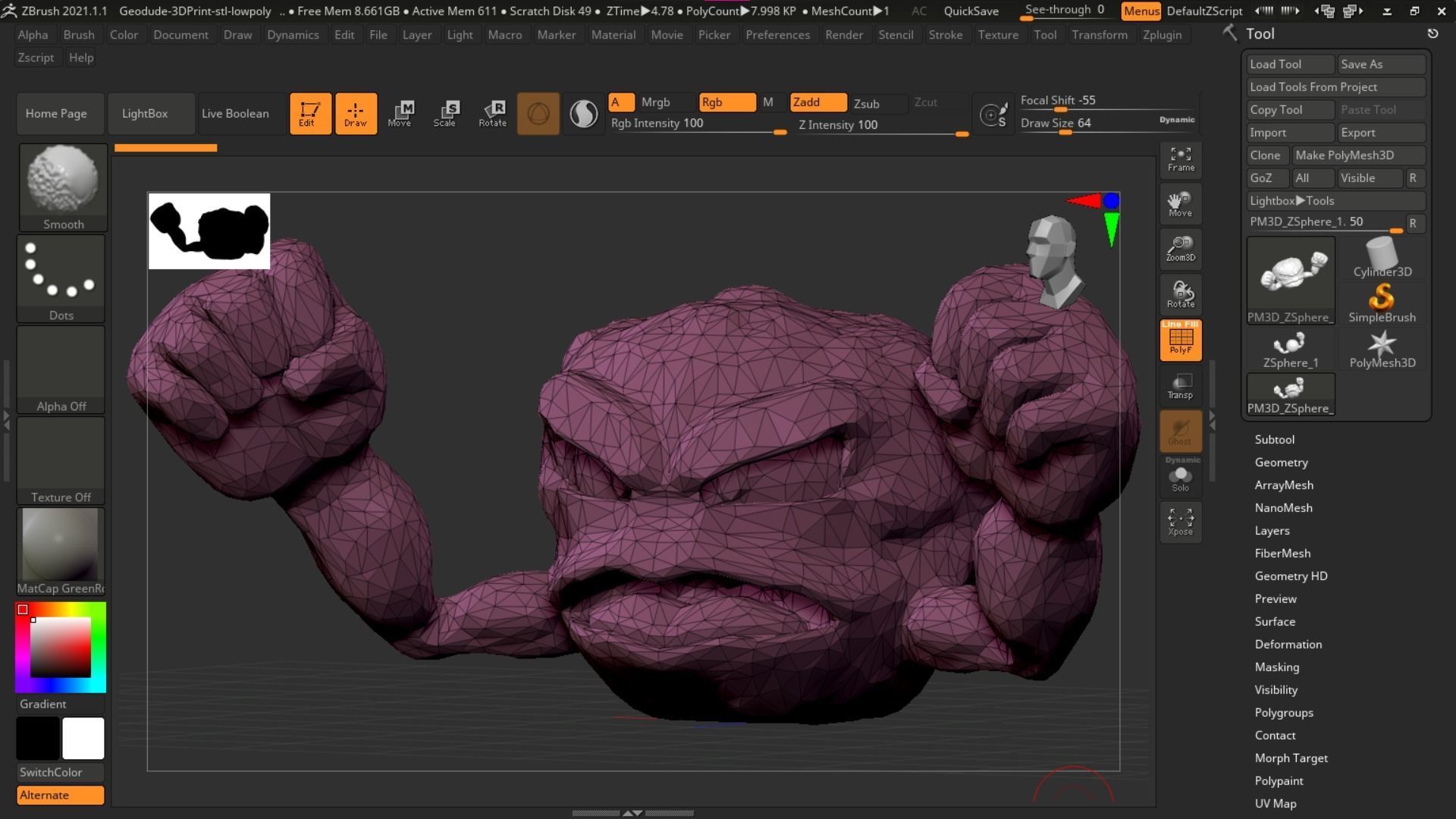 Geodude character 3D print model_2