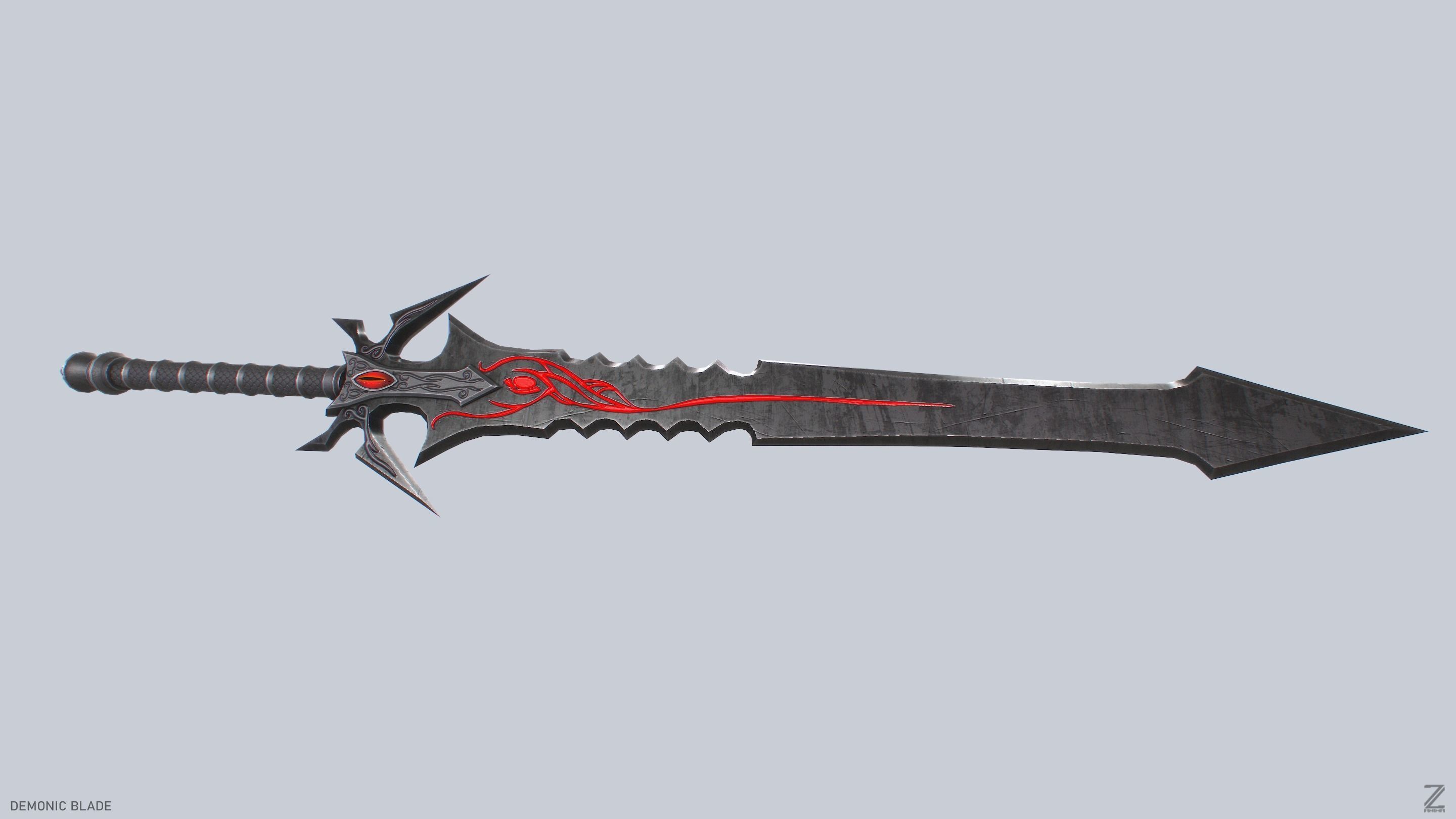 Demonic blade Low-poly 3D model_7