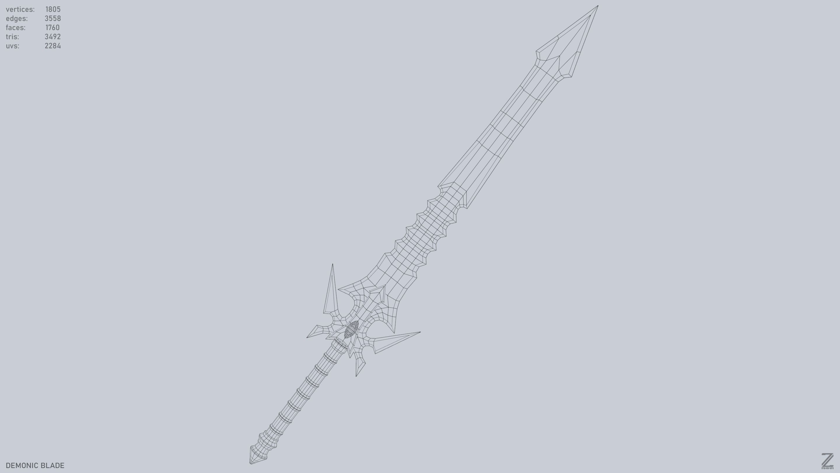 Demonic blade Low-poly 3D model_16