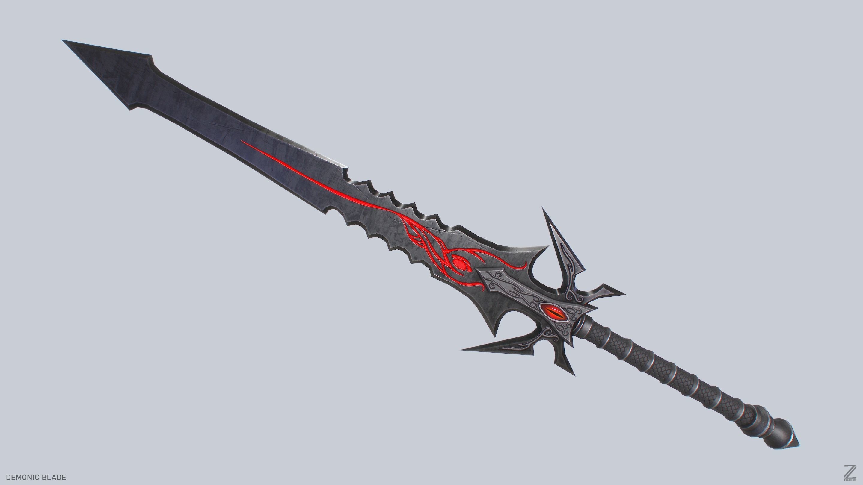 Demonic blade Low-poly 3D model_2