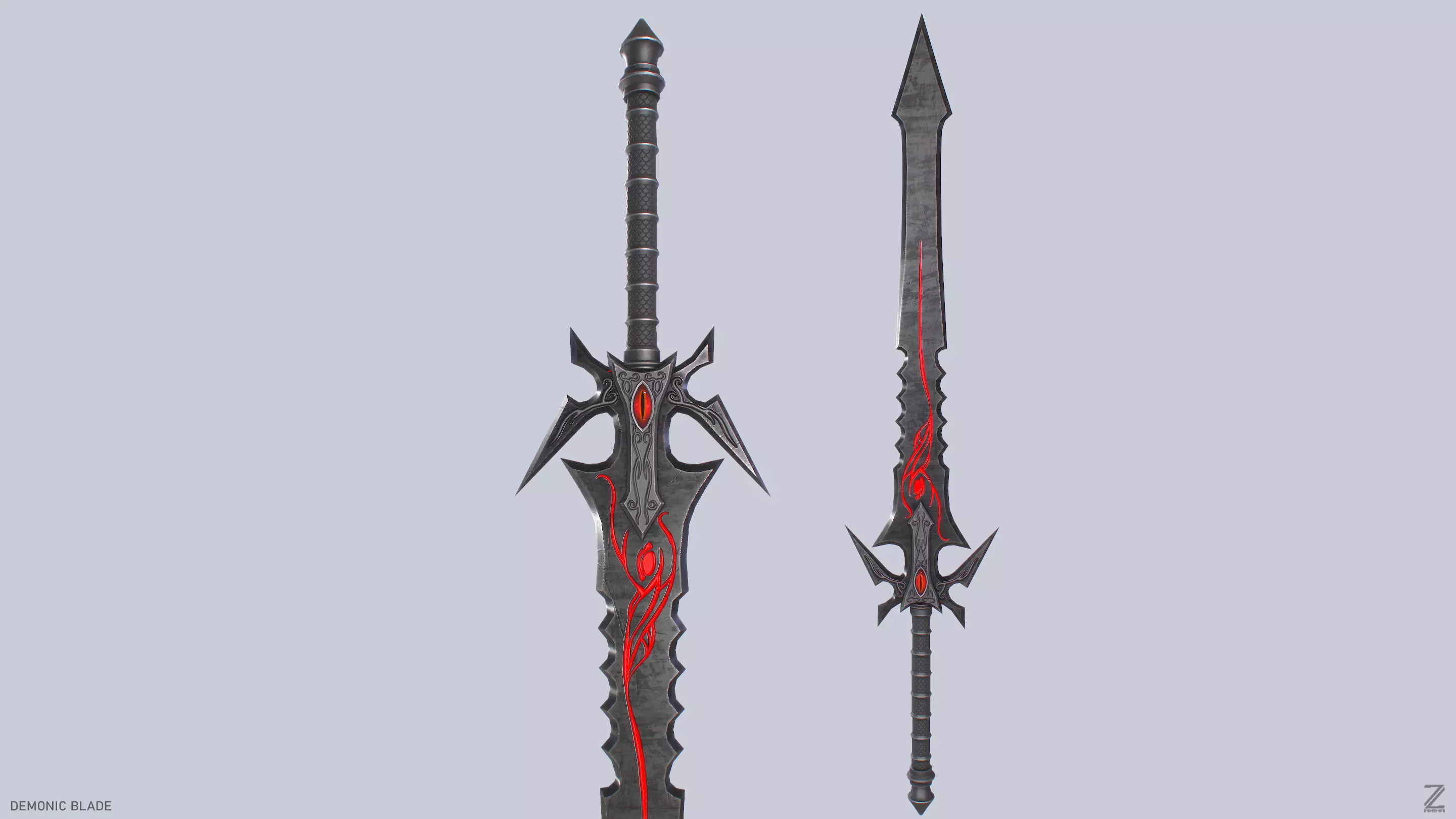 Demonic blade Low-poly 3D model_0
