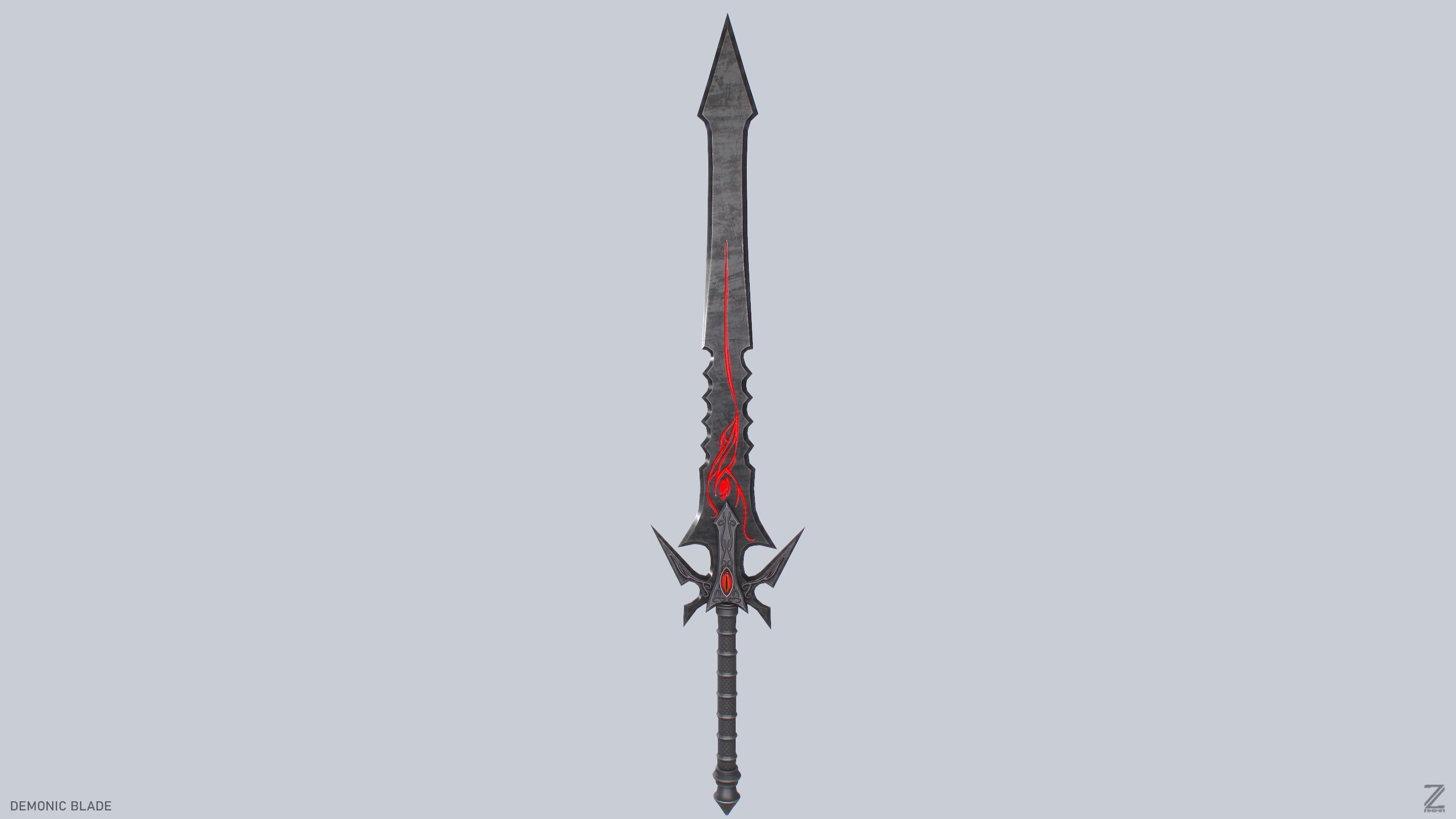 Demonic blade Low-poly 3D model_5