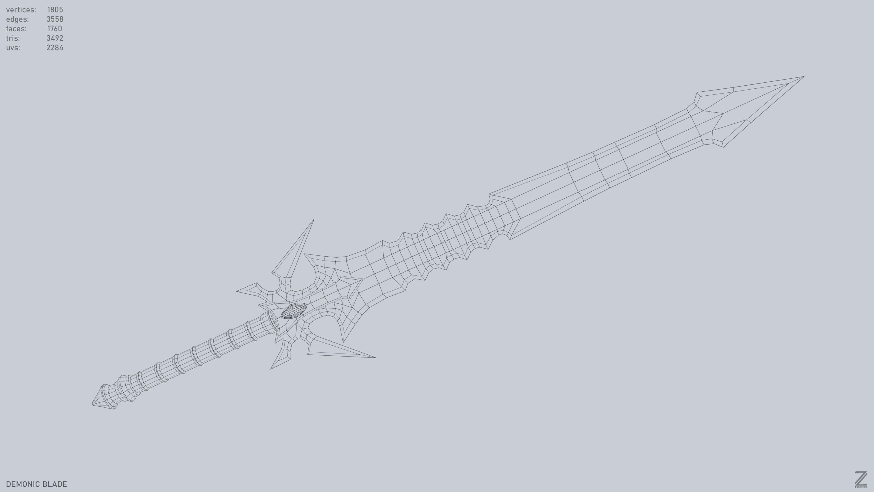 Demonic blade Low-poly 3D model_15