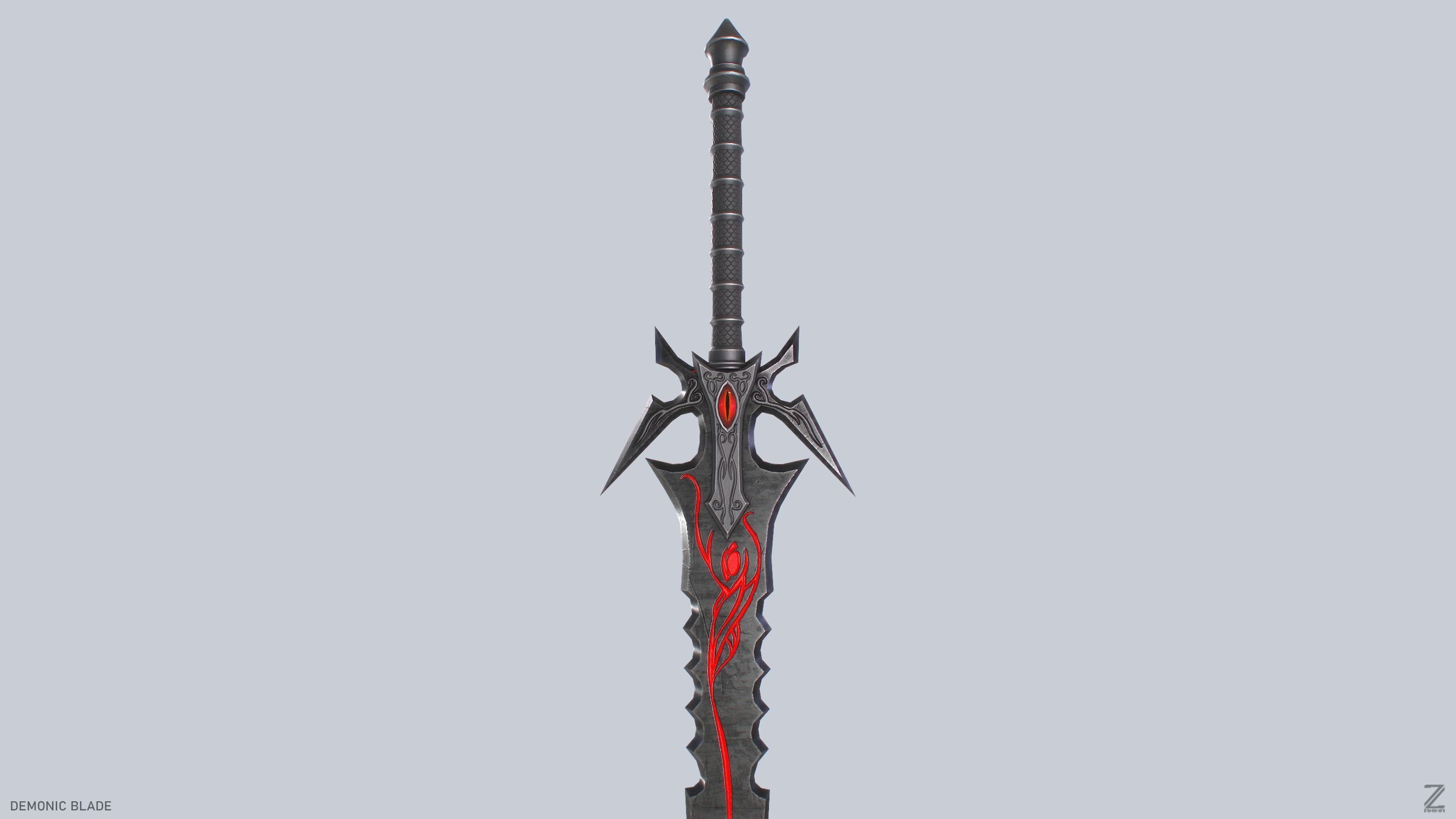 Demonic blade Low-poly 3D model_8