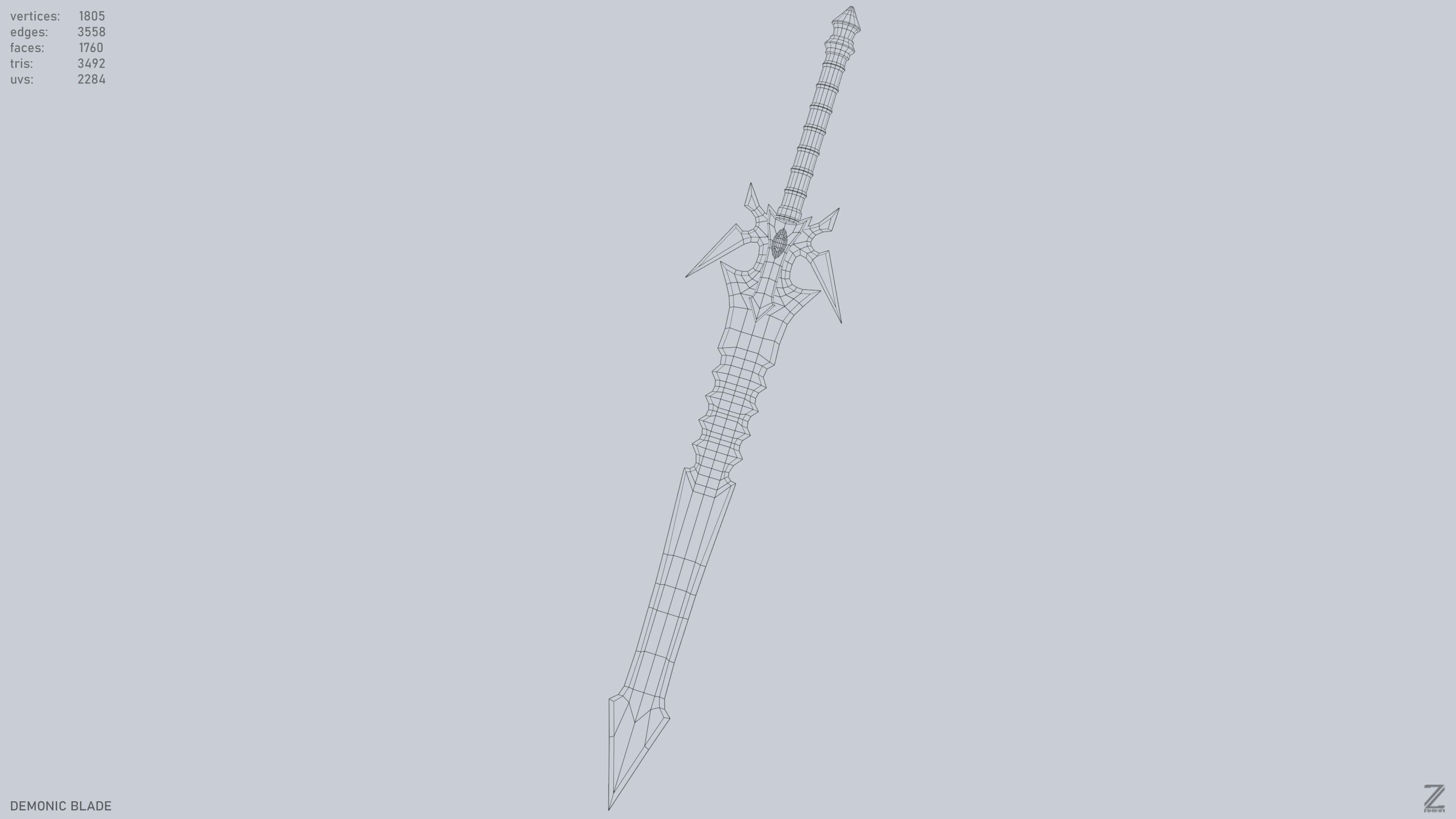 Demonic blade Low-poly 3D model_13
