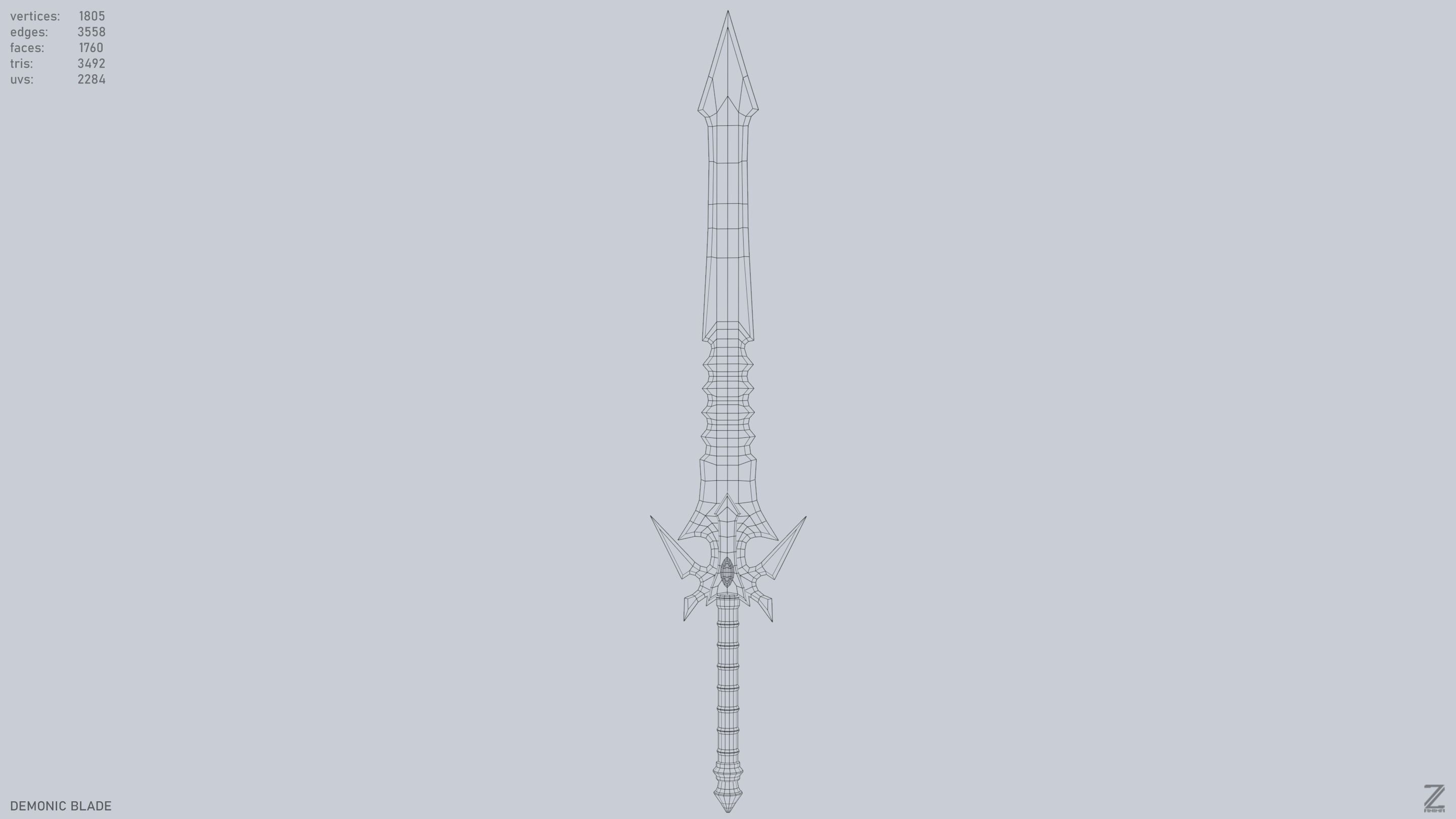 Demonic blade Low-poly 3D model_12