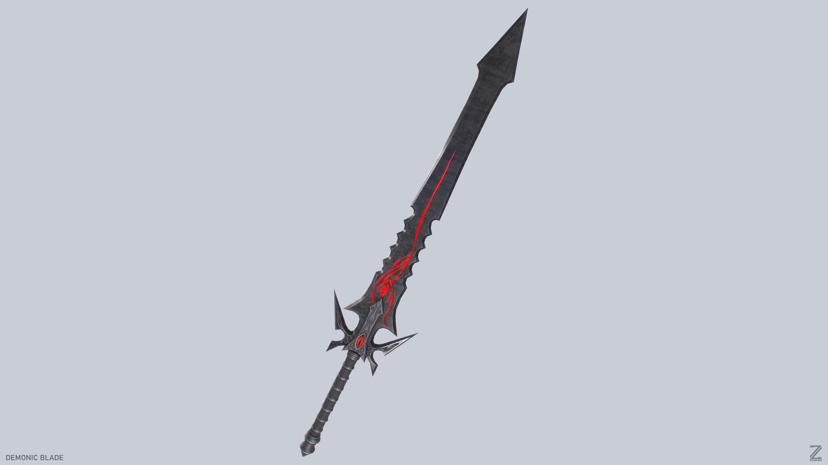 Demonic blade Low-poly 3D model_6