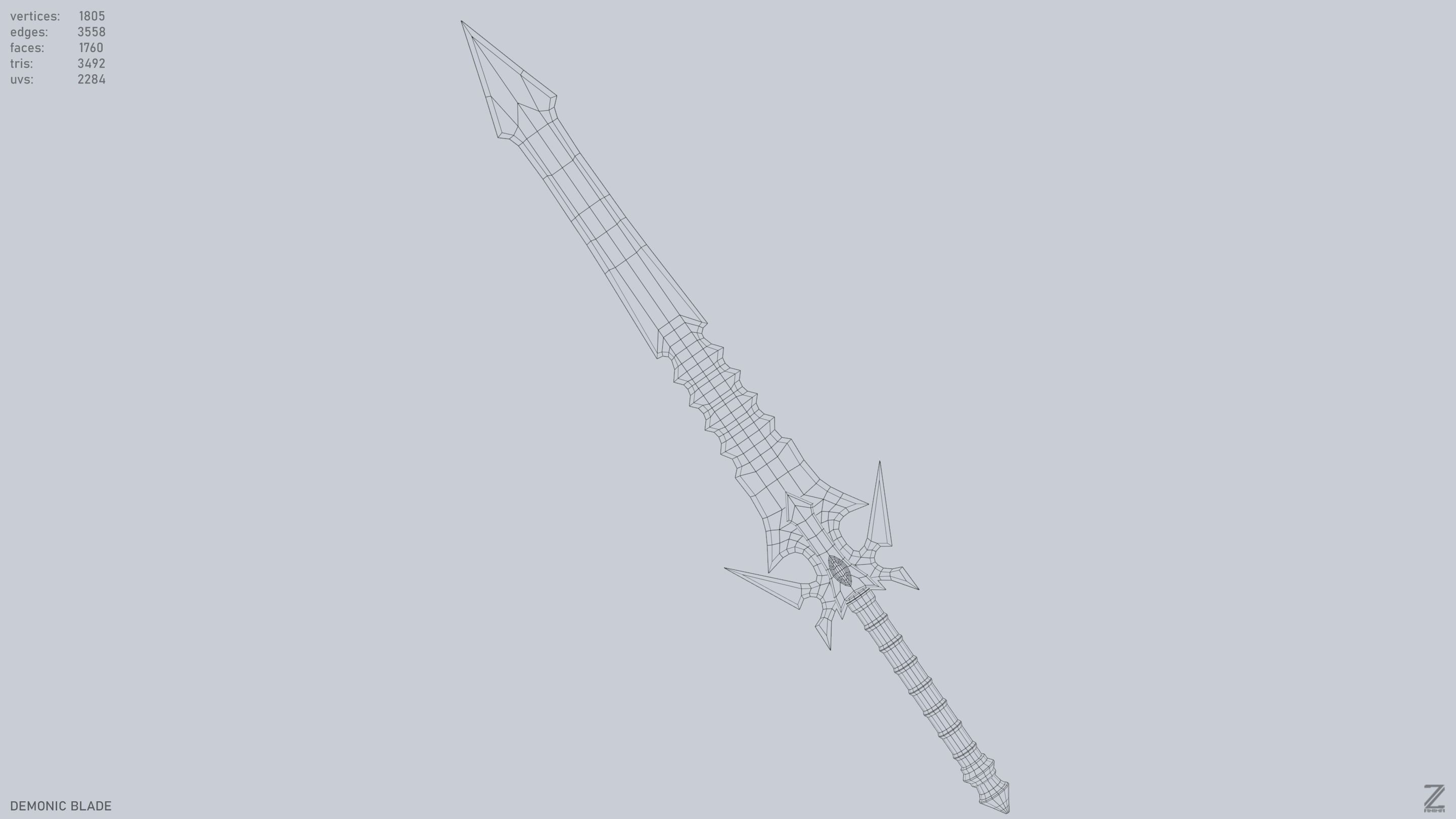 Demonic blade Low-poly 3D model_11