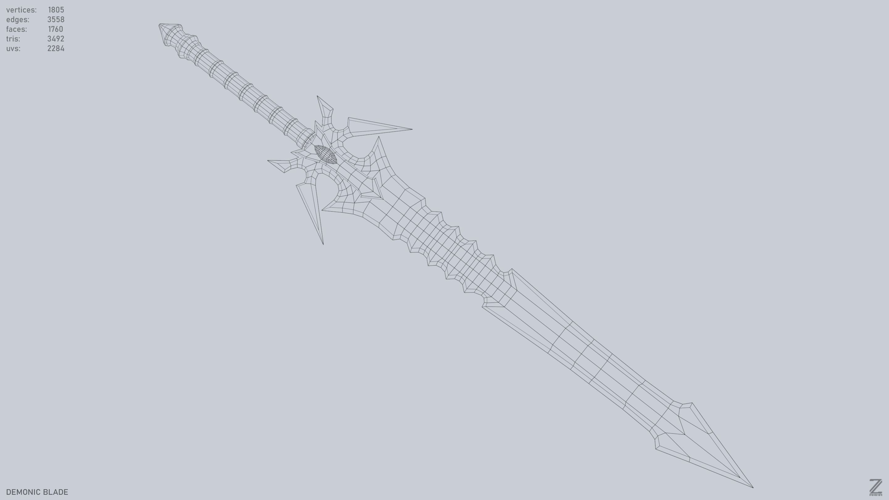 Demonic blade Low-poly 3D model_14
