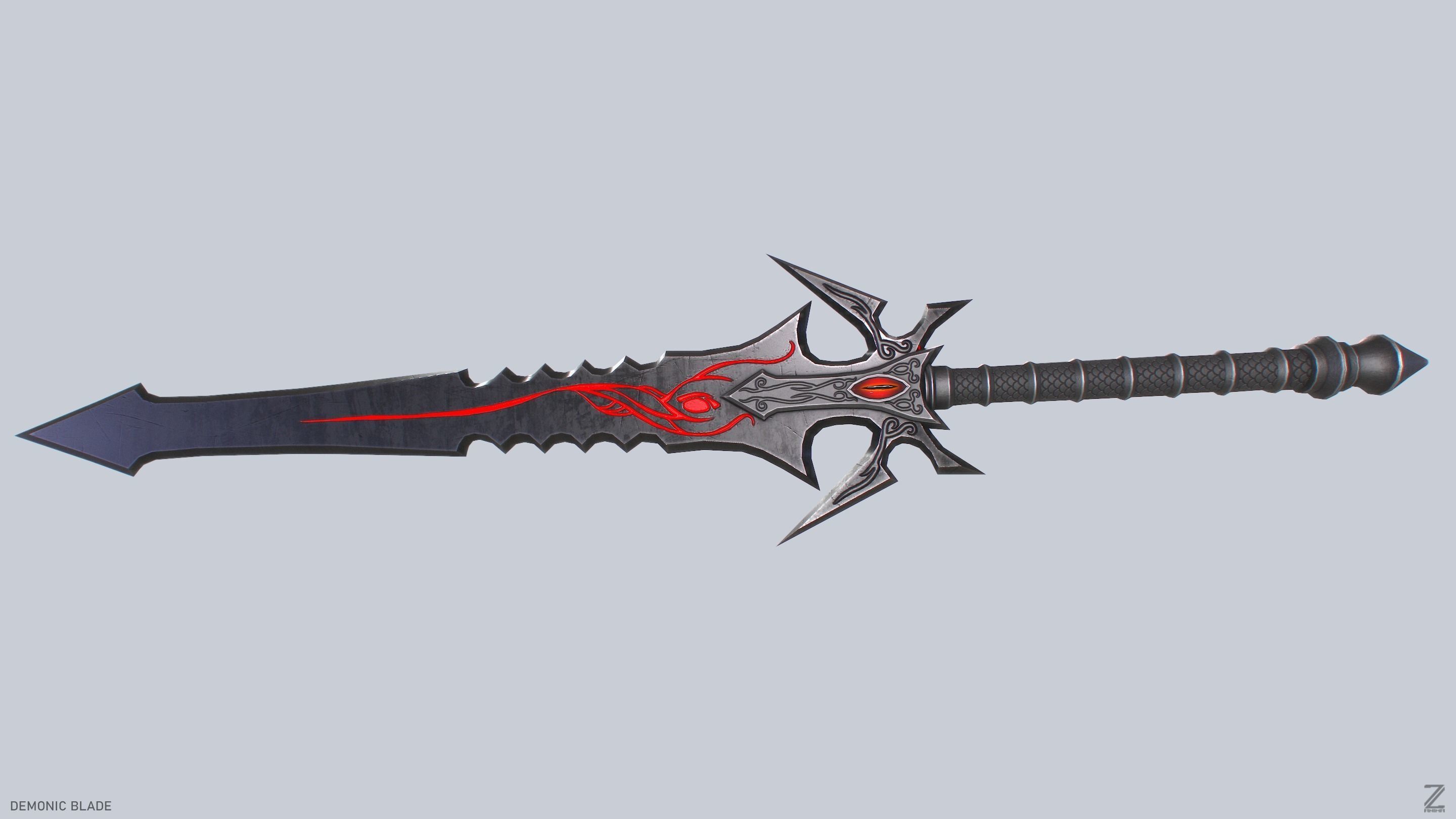 Demonic blade Low-poly 3D model_9