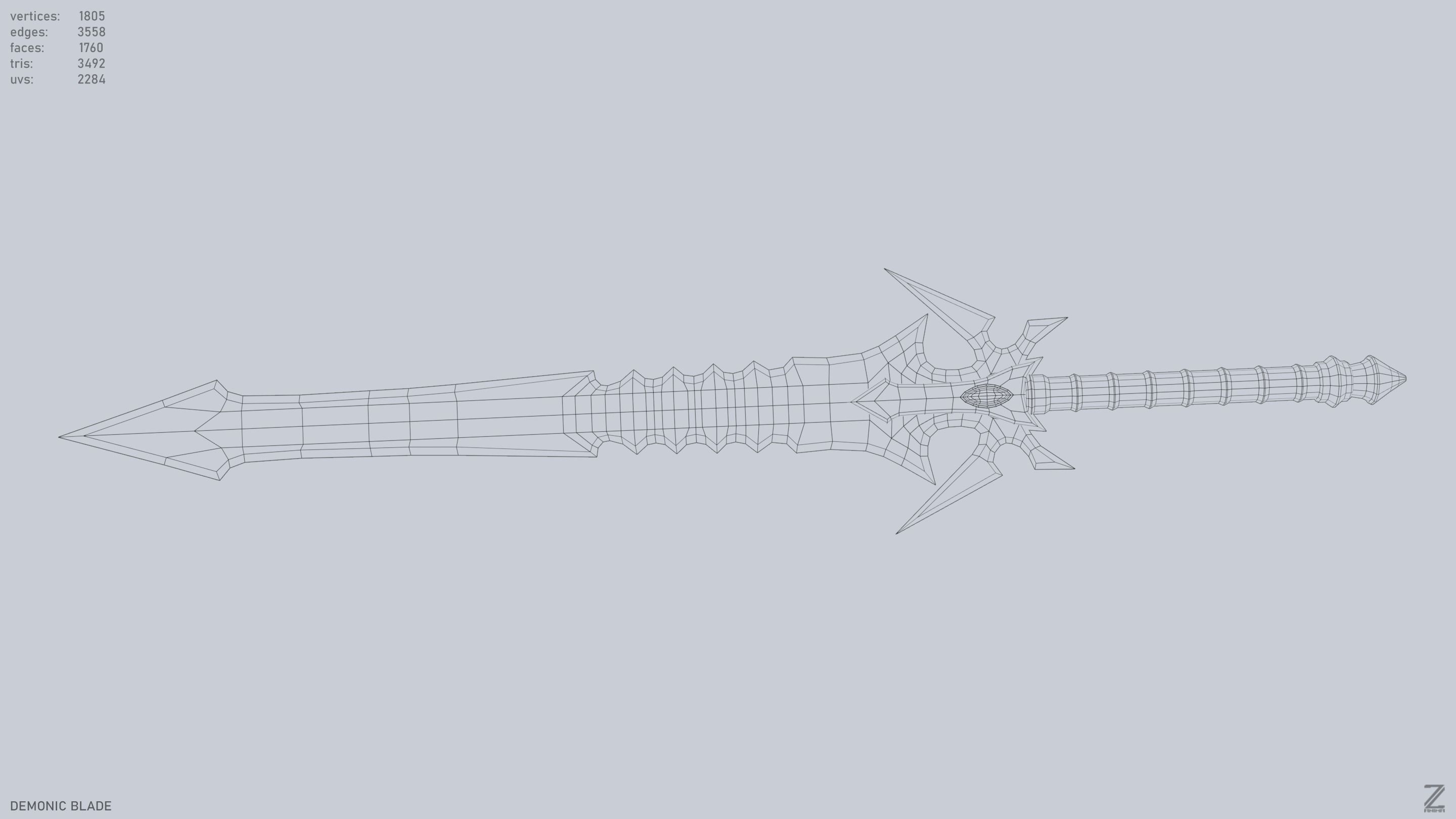 Demonic blade Low-poly 3D model_4