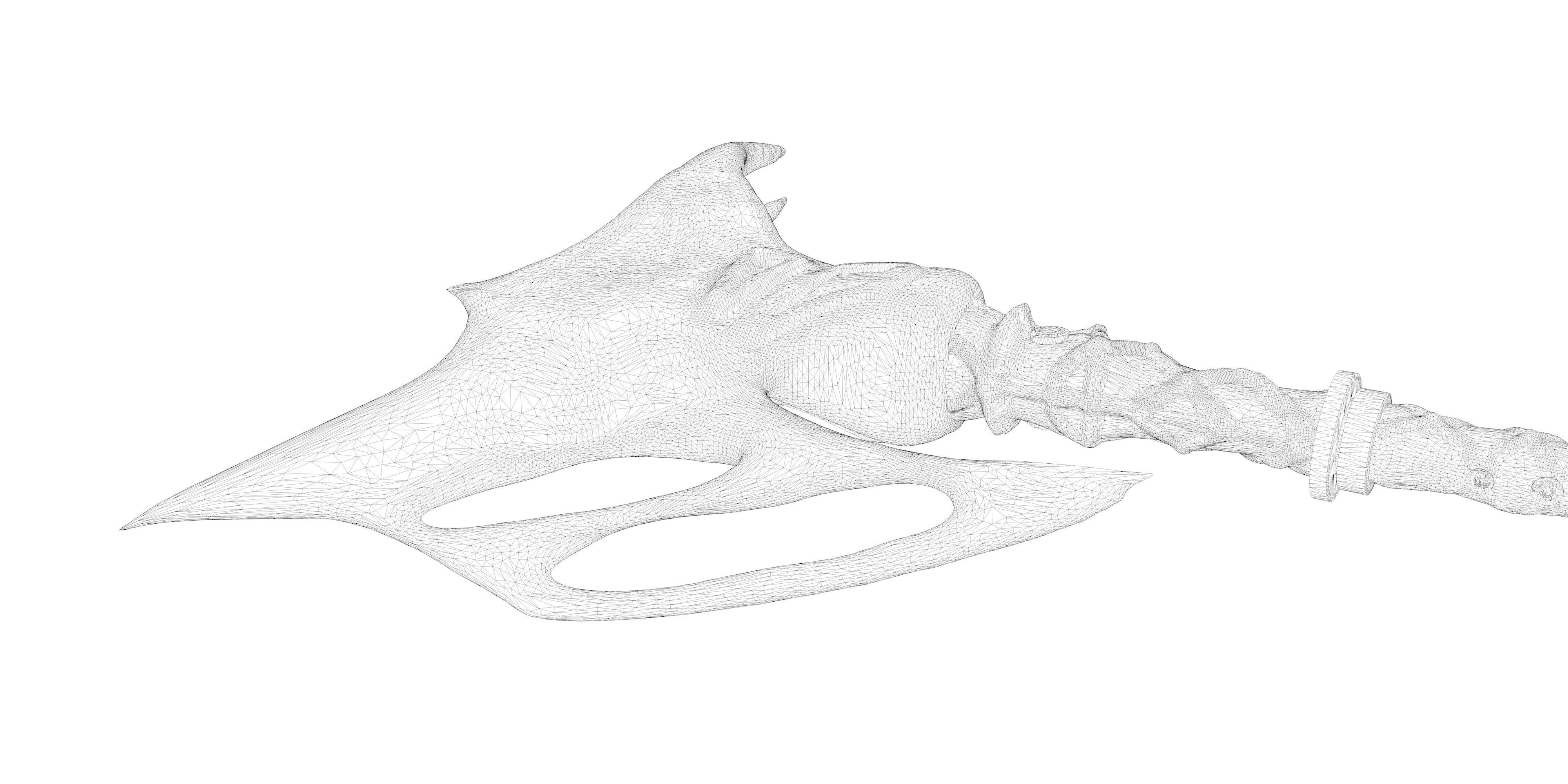 Medieval Axe Low-poly 3D model_3