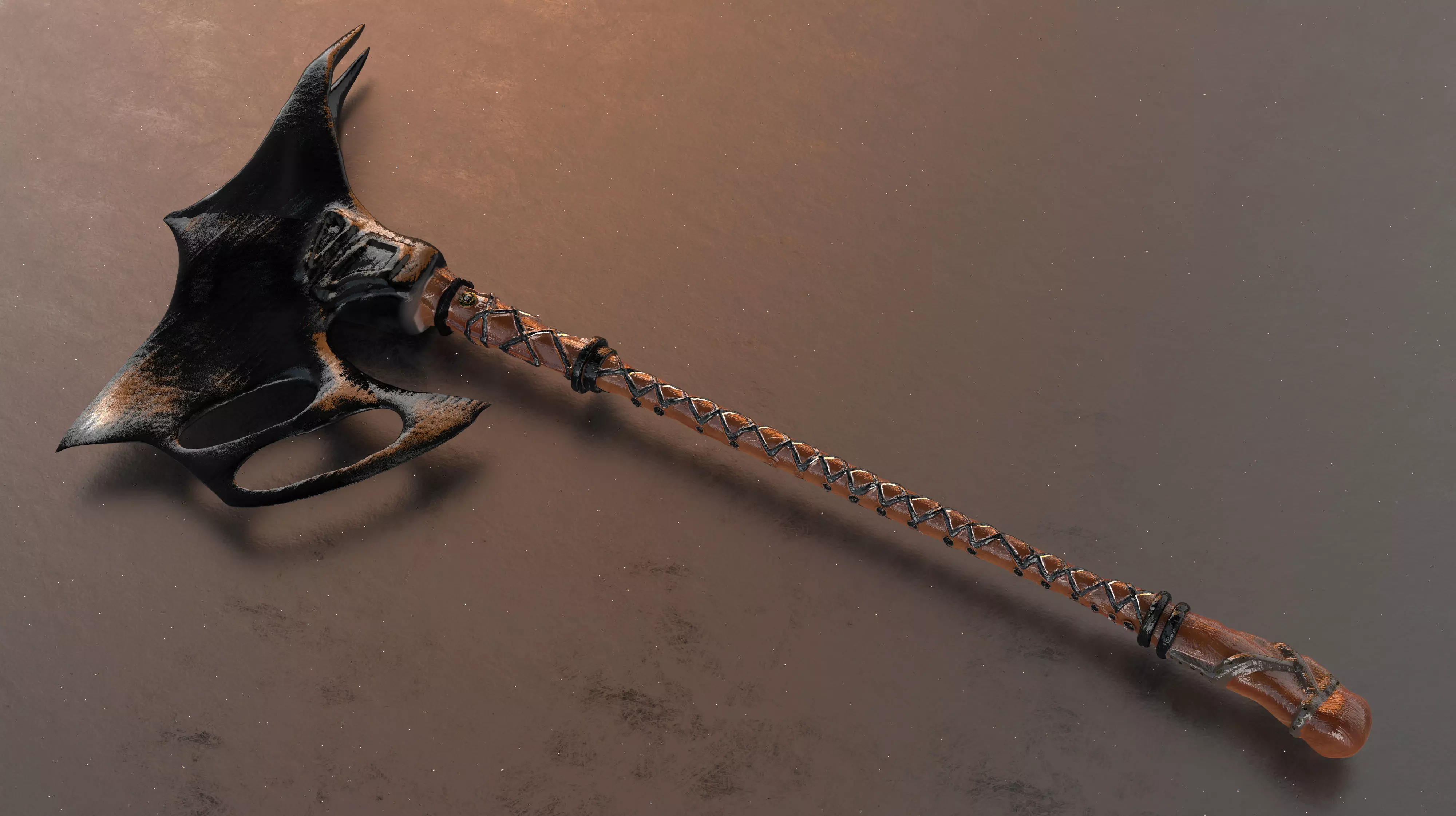 Medieval Axe Low-poly 3D model_0