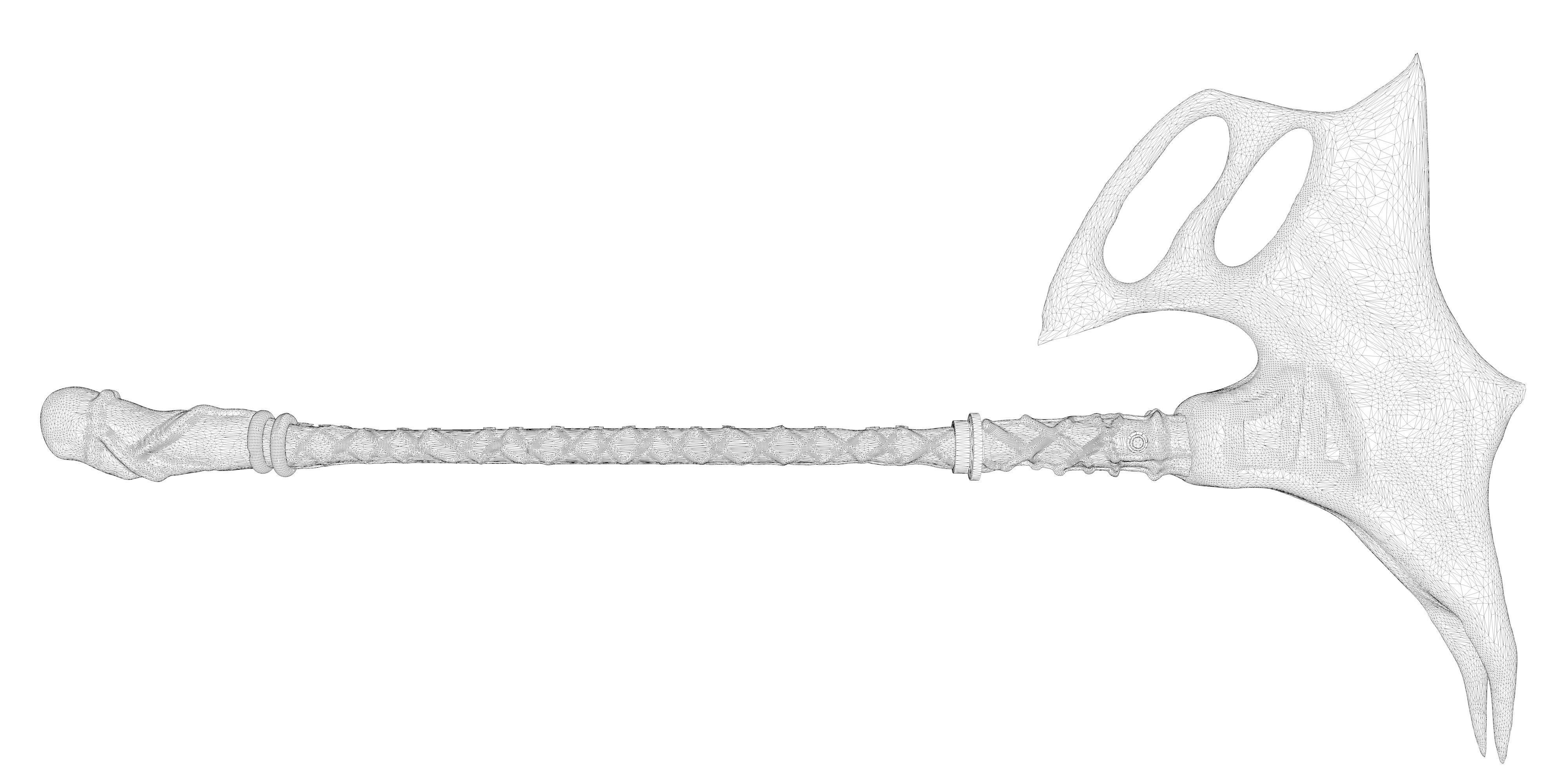 Medieval Axe Low-poly 3D model_2