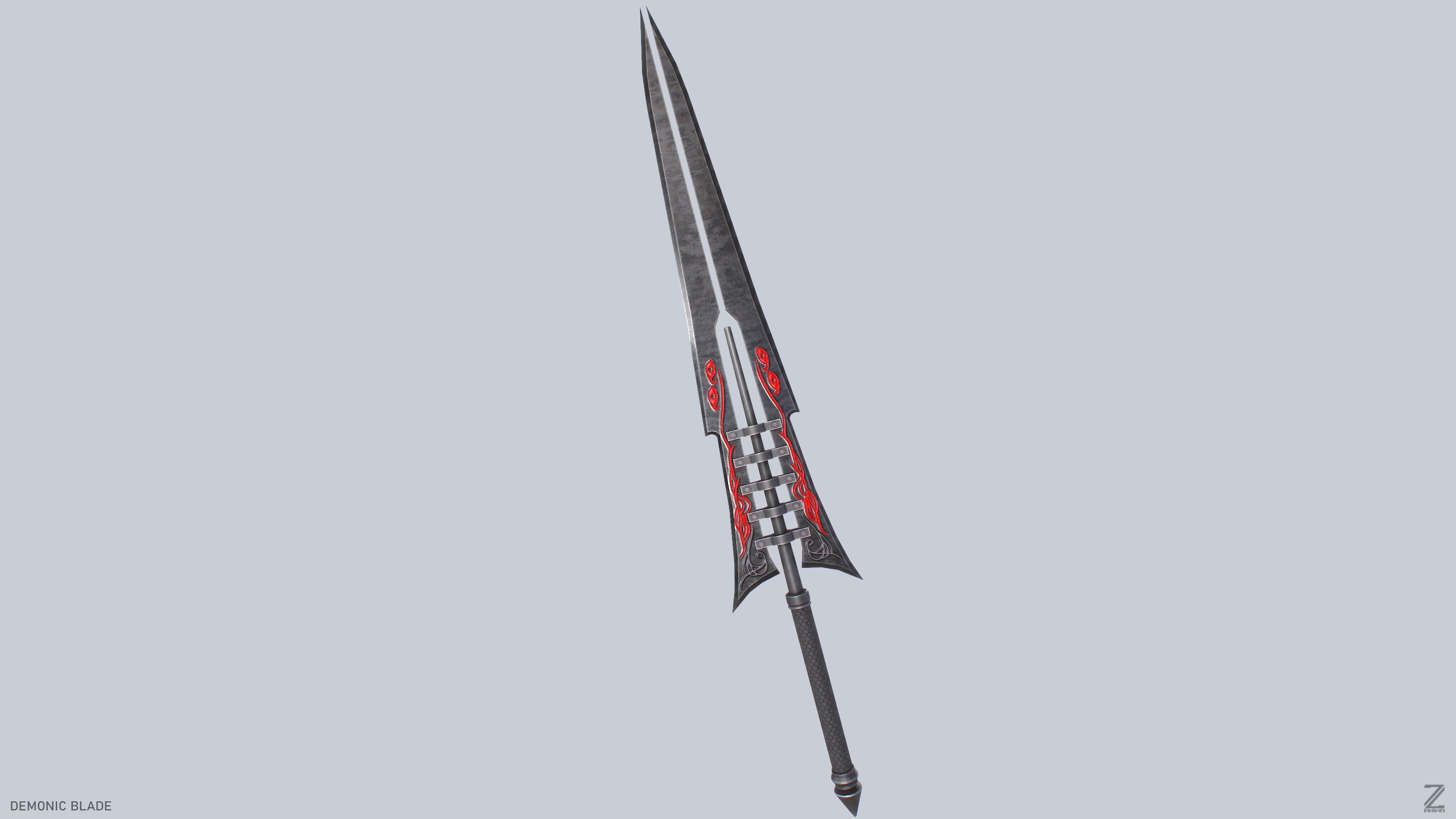 Demonic blade Low-poly 3D model_7