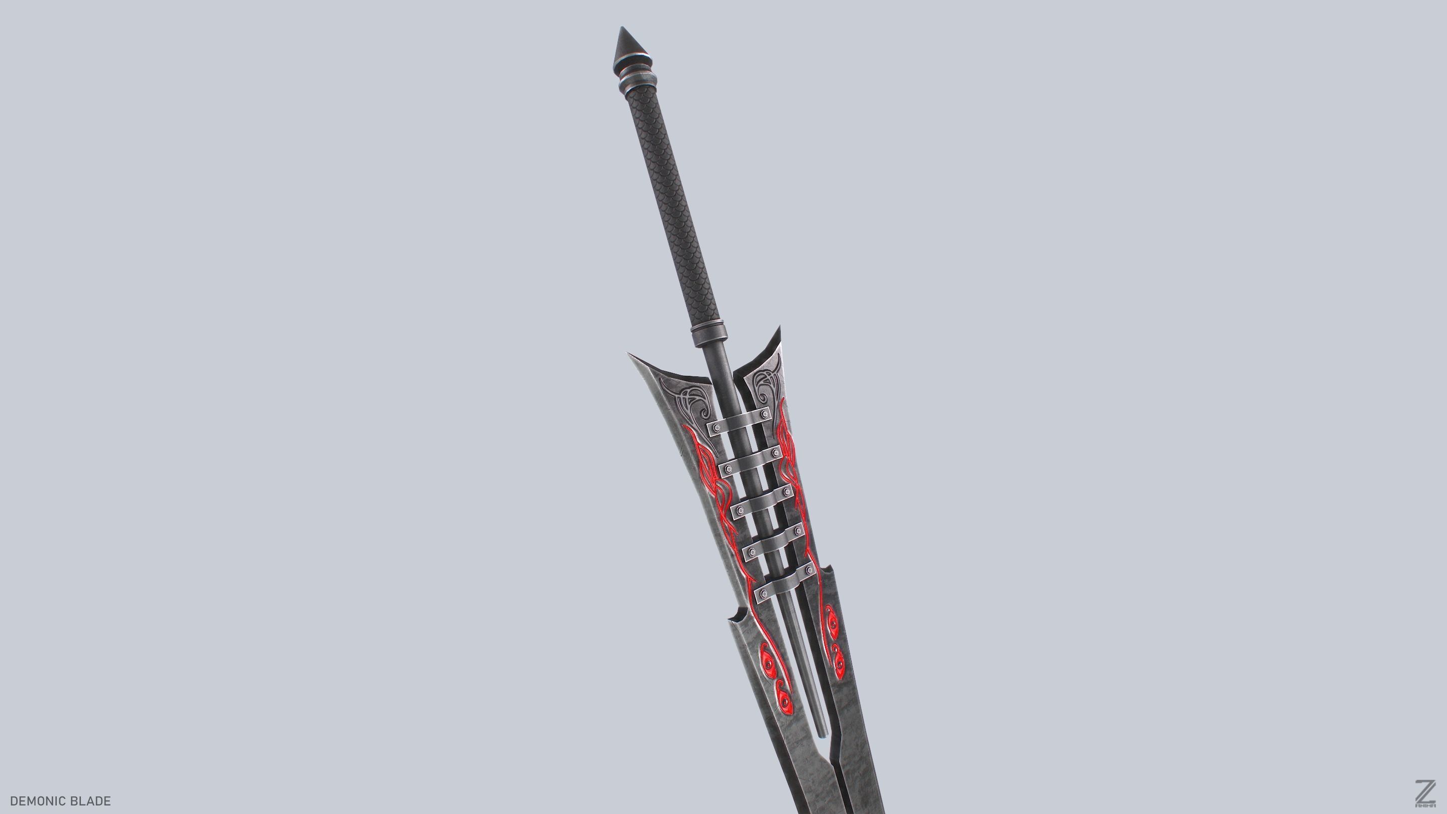 Demonic blade Low-poly 3D model_9