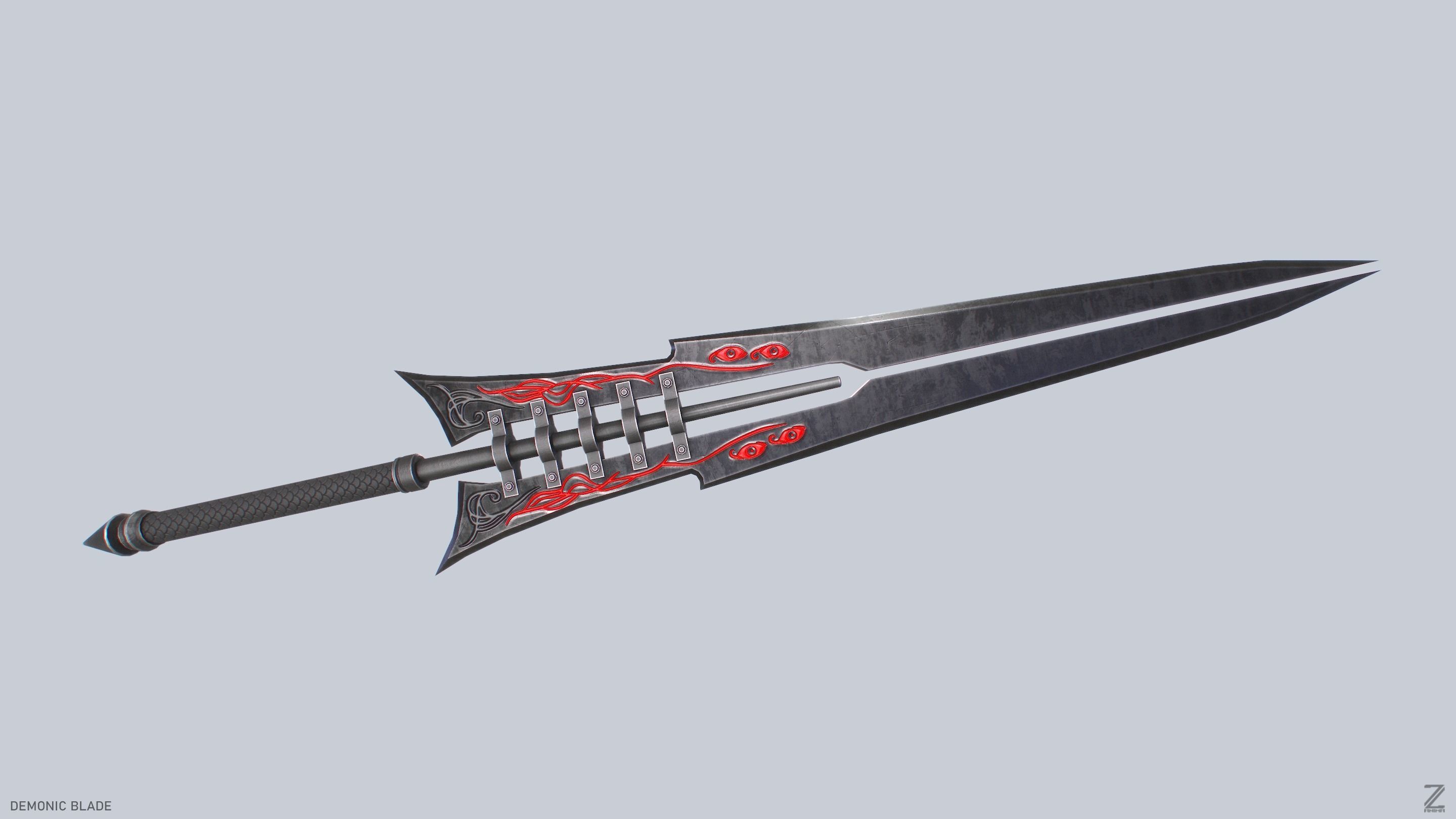 Demonic blade Low-poly 3D model_8