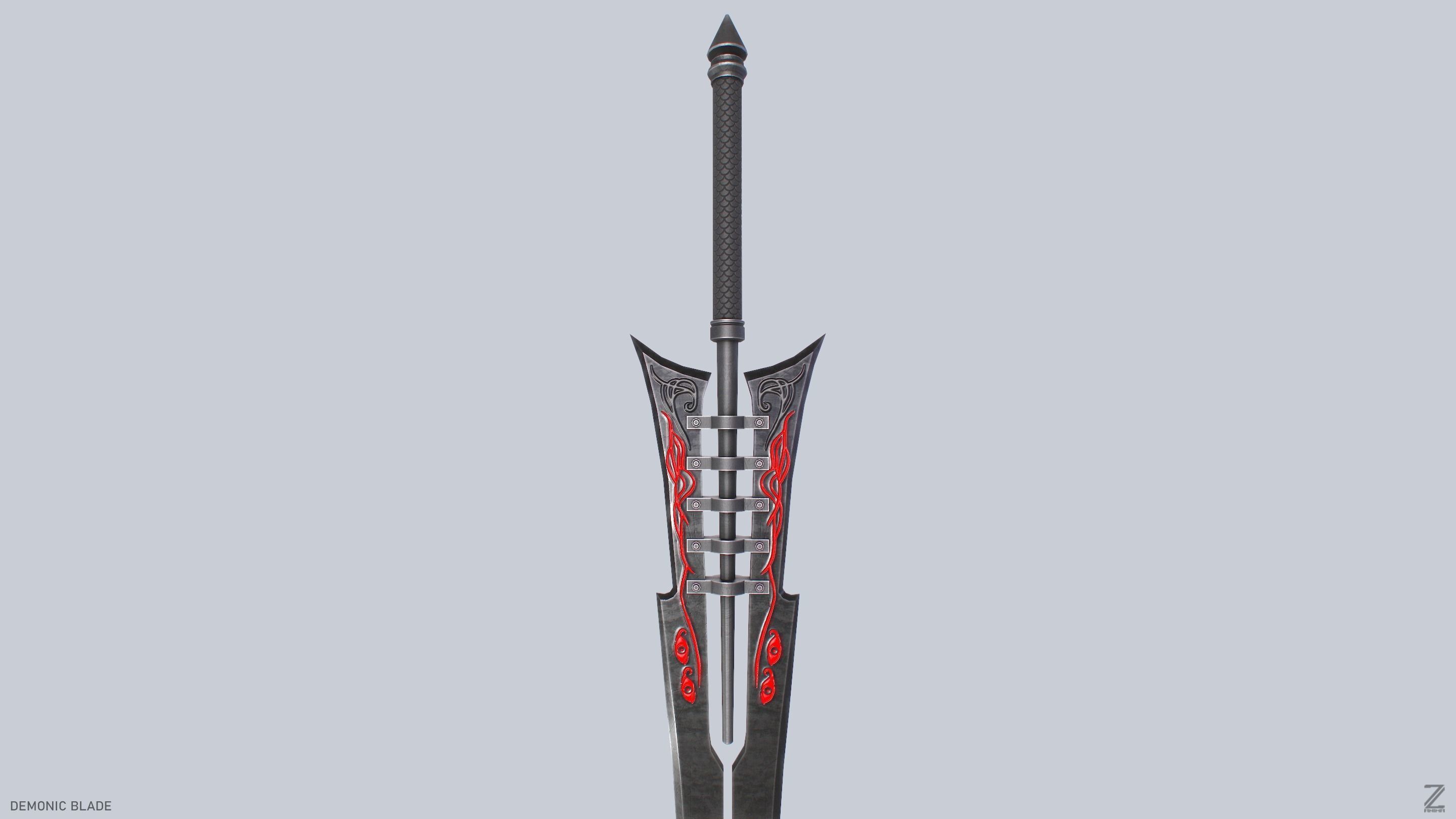 Demonic blade Low-poly 3D model_6