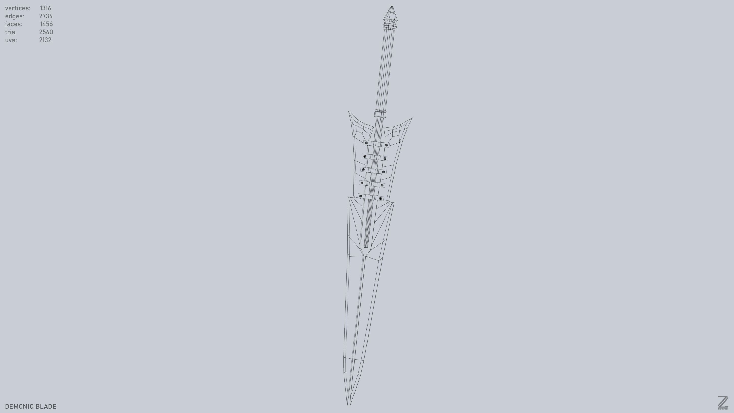 Demonic blade Low-poly 3D model_15