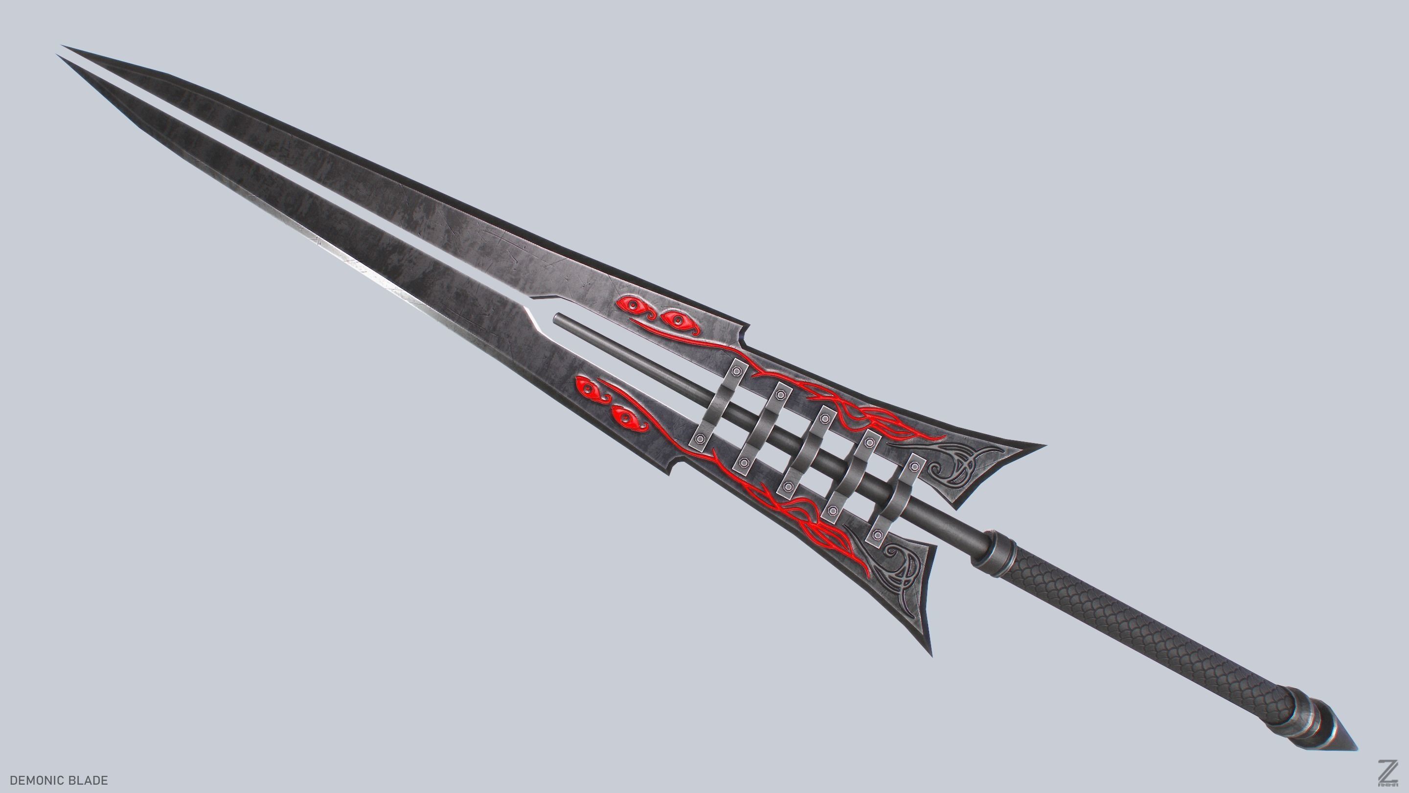 Demonic blade Low-poly 3D model_2