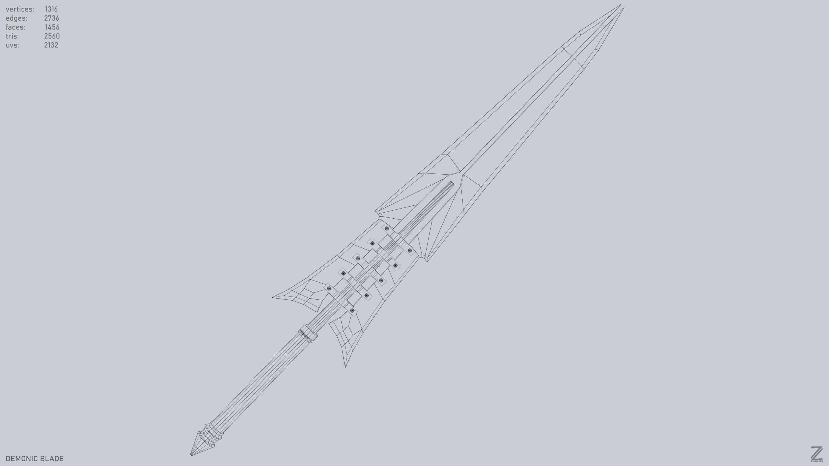 Demonic blade Low-poly 3D model_13