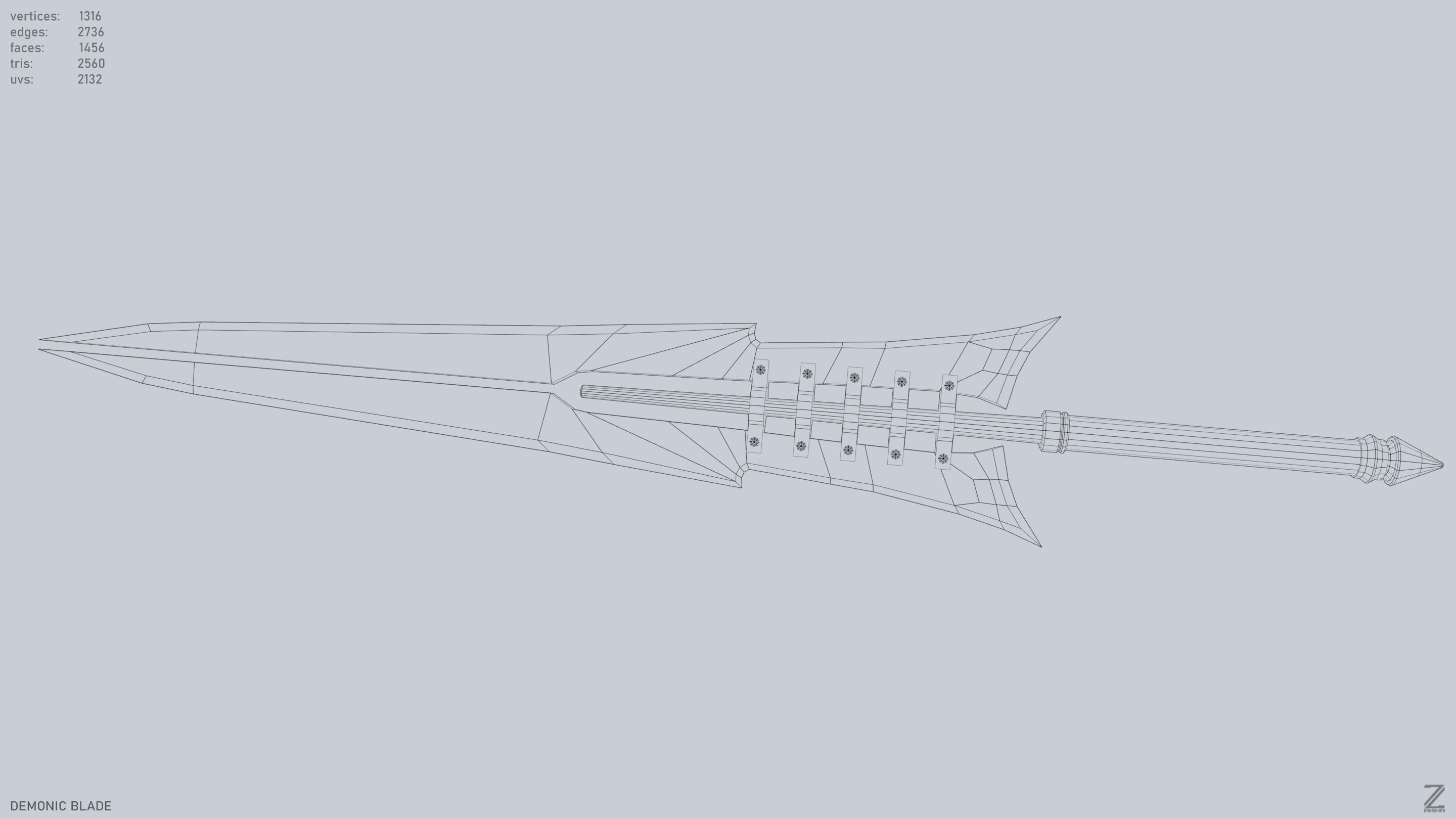 Demonic blade Low-poly 3D model_4