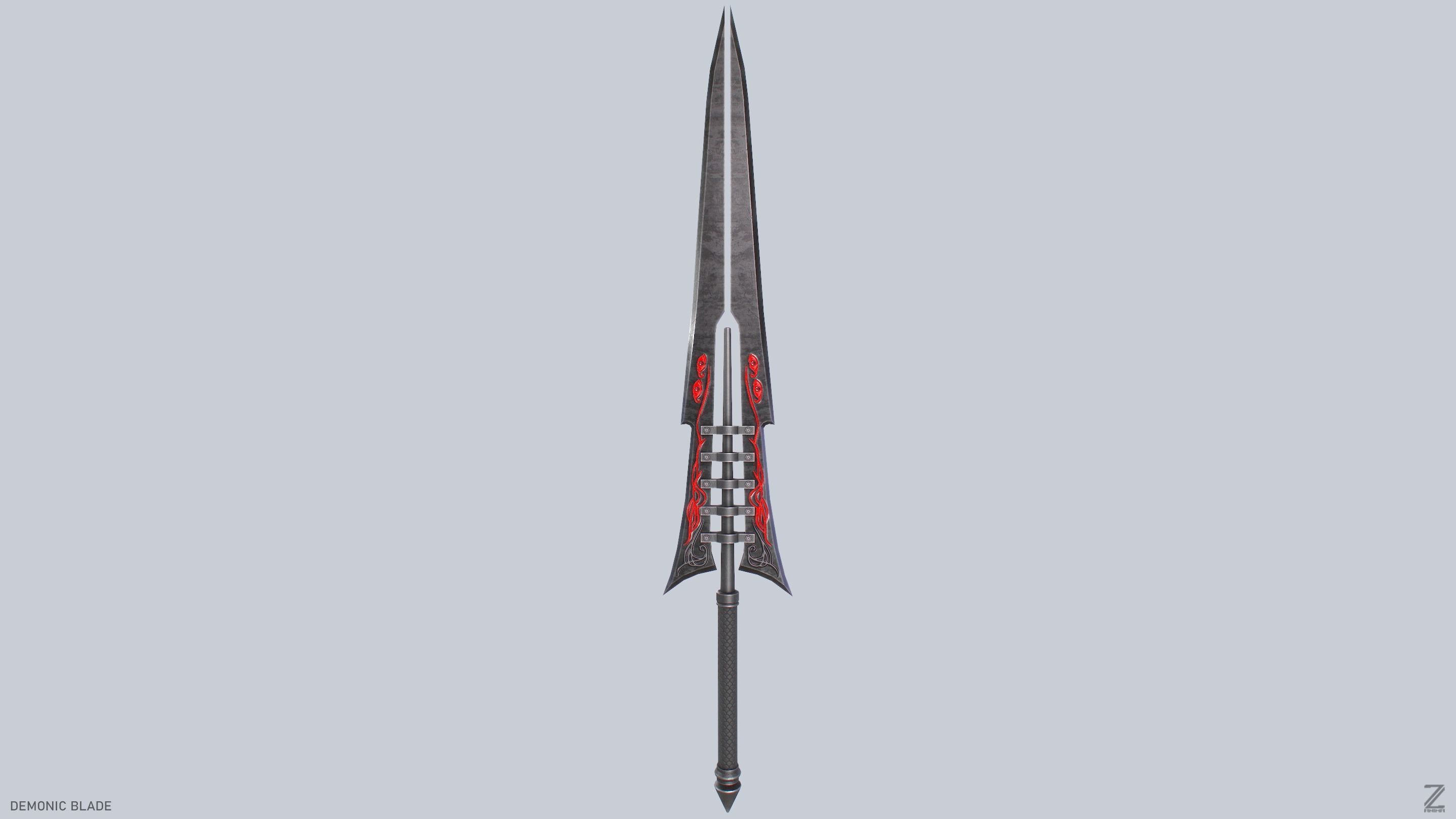 Demonic blade Low-poly 3D model_5