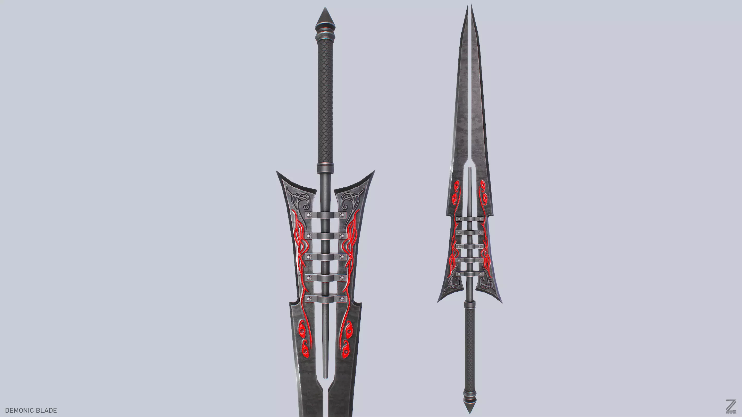 Demonic blade Low-poly 3D model_0