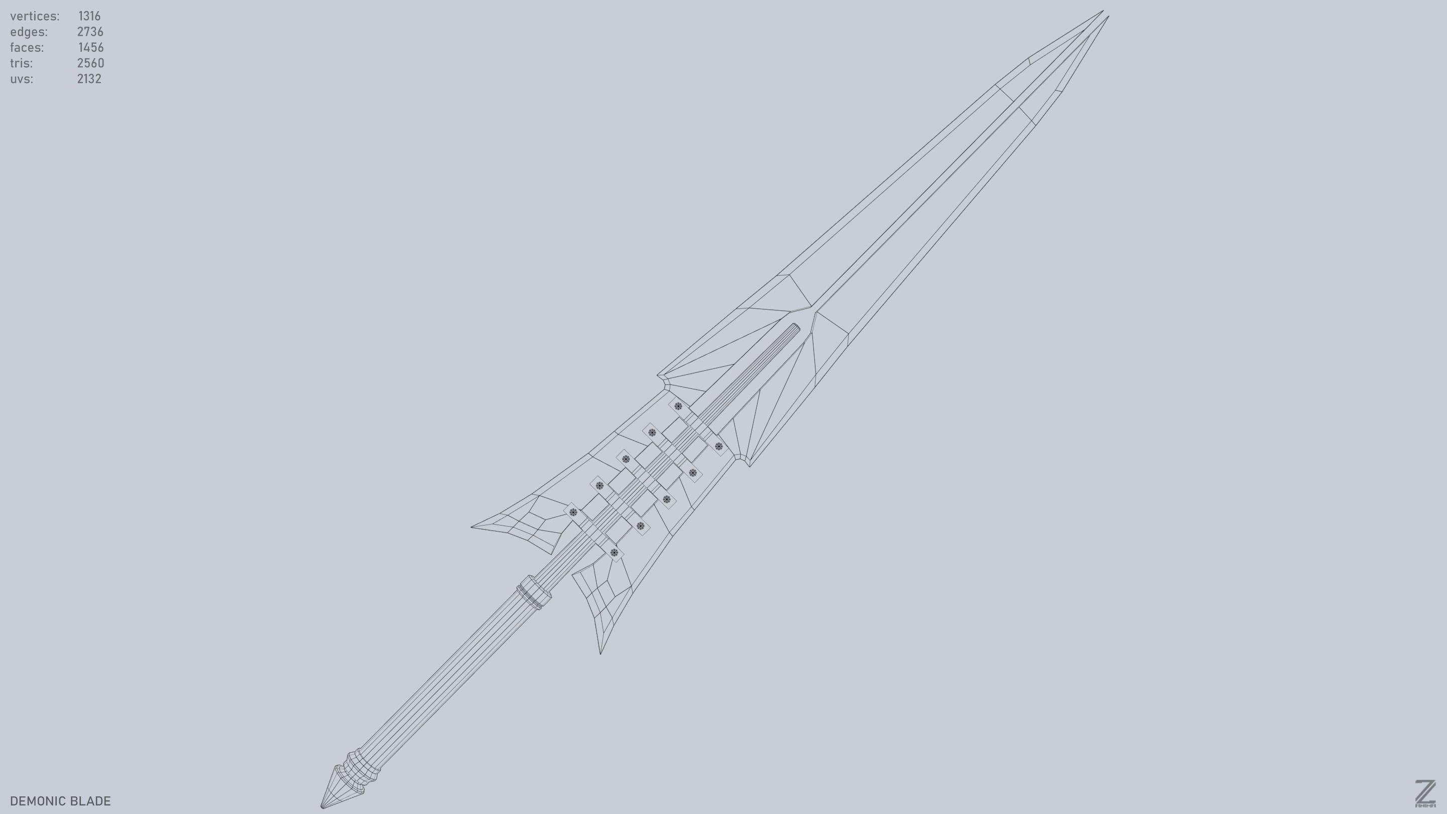 Demonic blade Low-poly 3D model_16