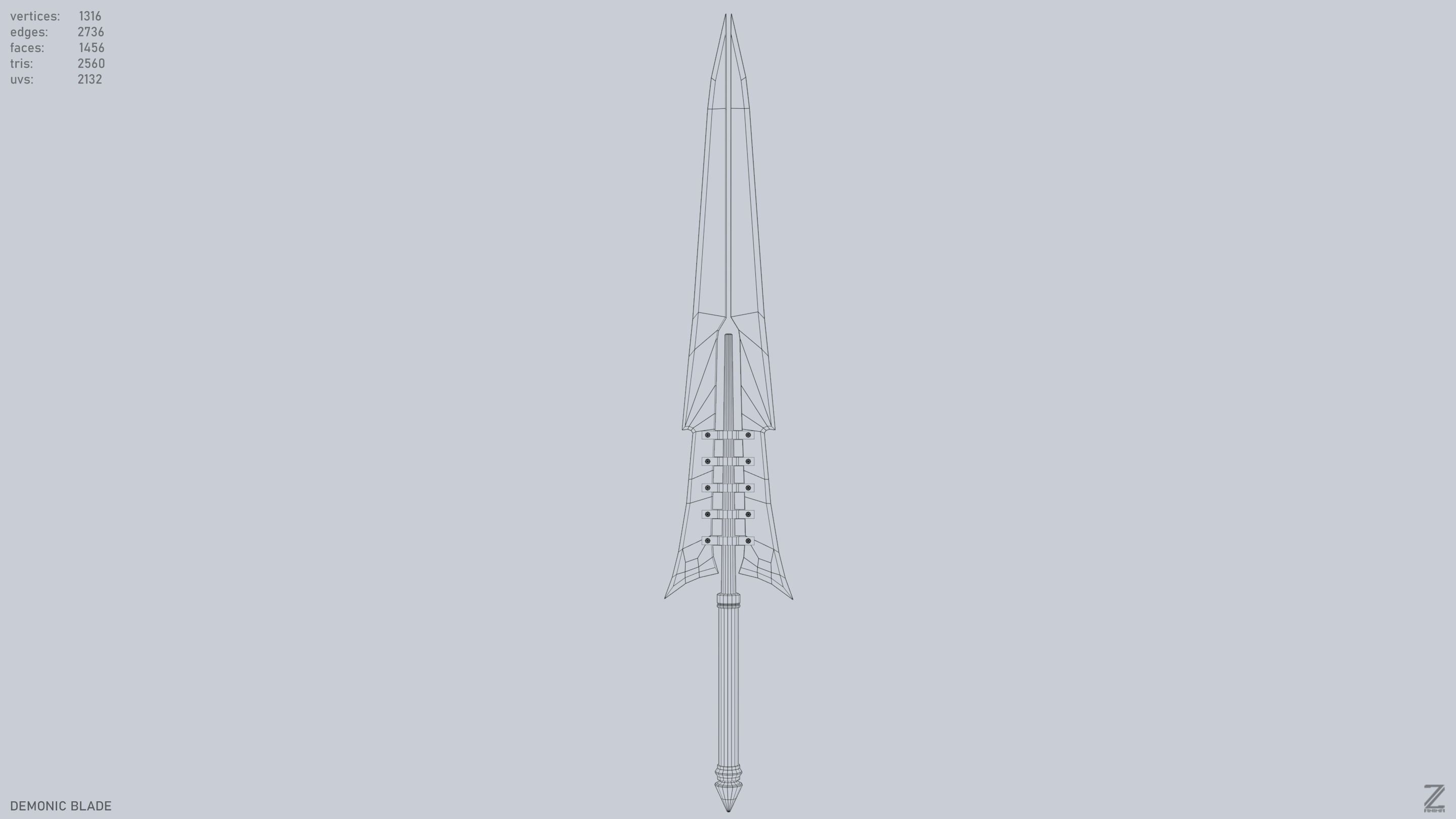 Demonic blade Low-poly 3D model_11