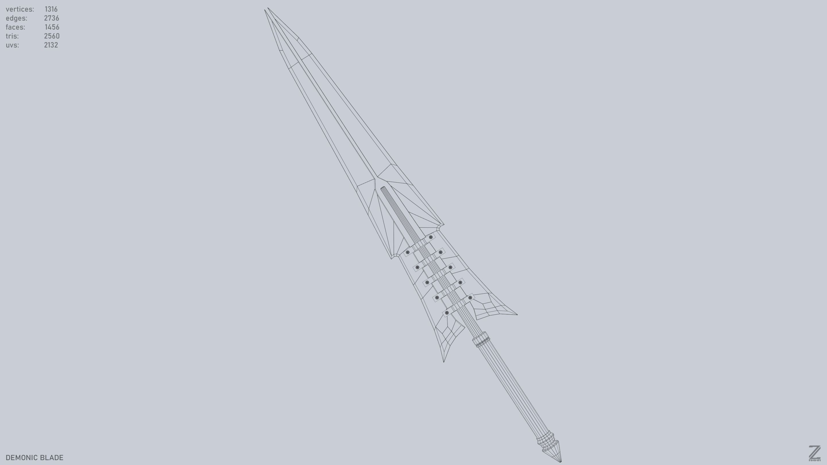 Demonic blade Low-poly 3D model_12