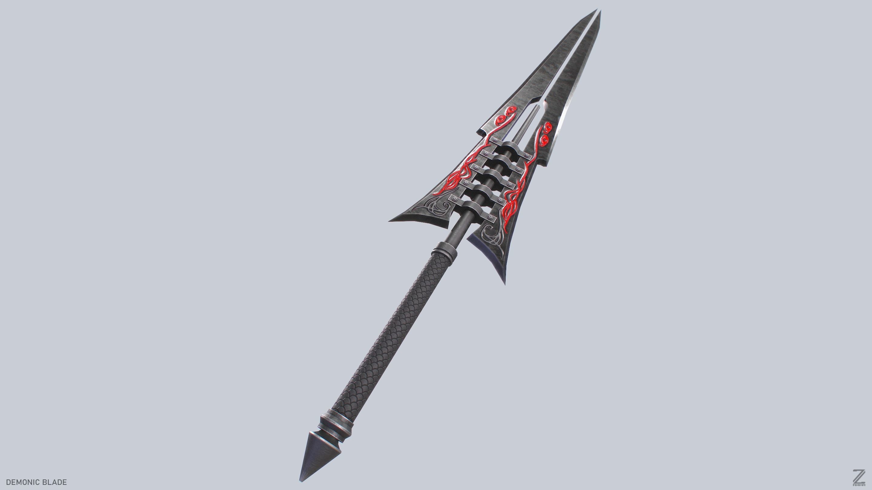 Demonic blade Low-poly 3D model_10