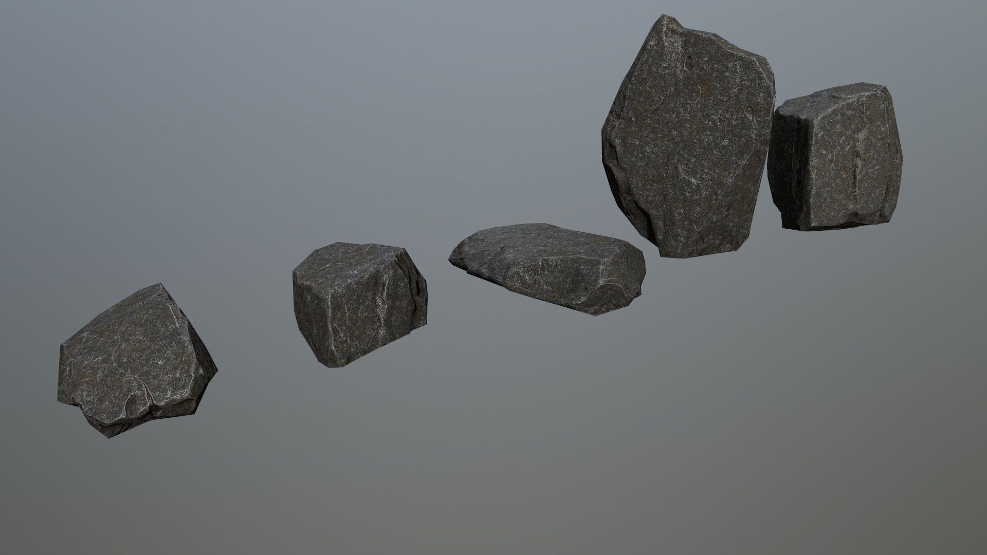 rocks group of Low-poly 3D model_6