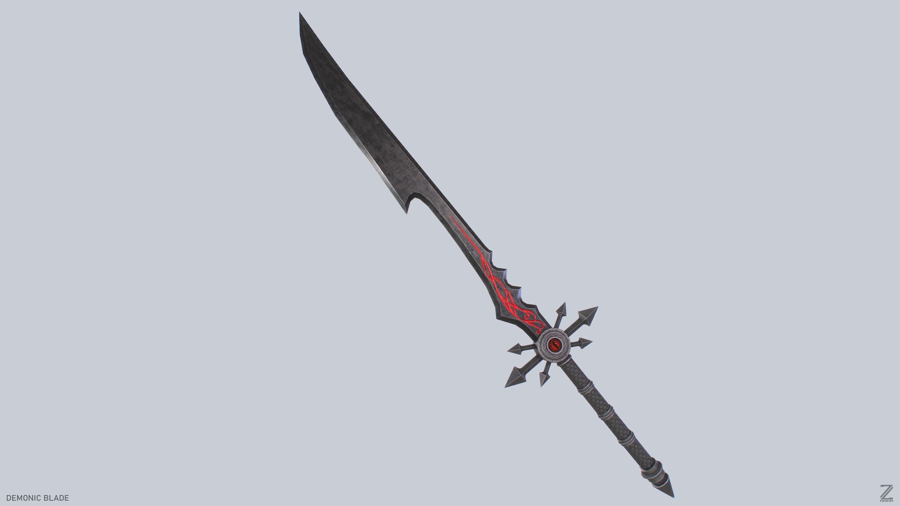 Demonic blade Low-poly 3D model_10