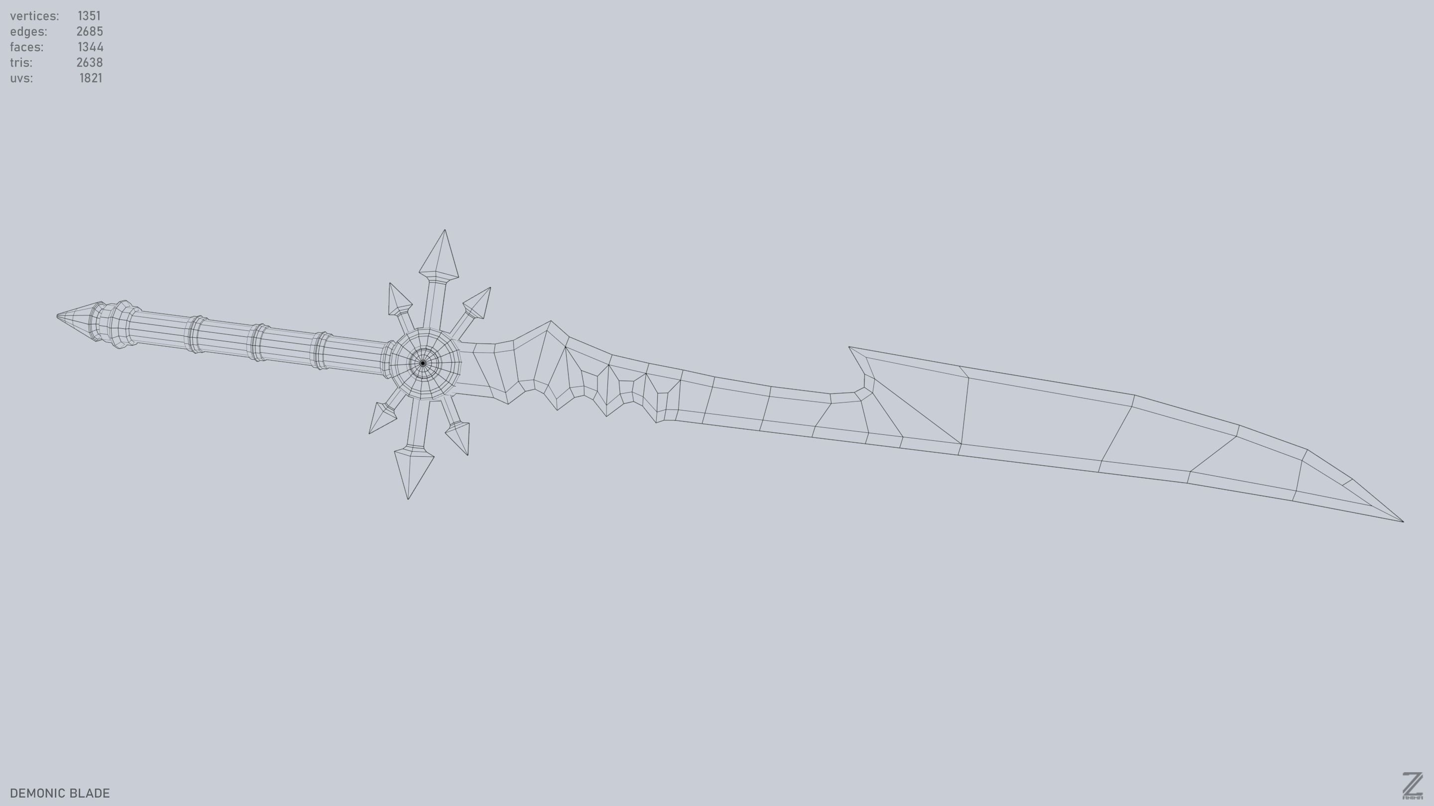 Demonic blade Low-poly 3D model_14