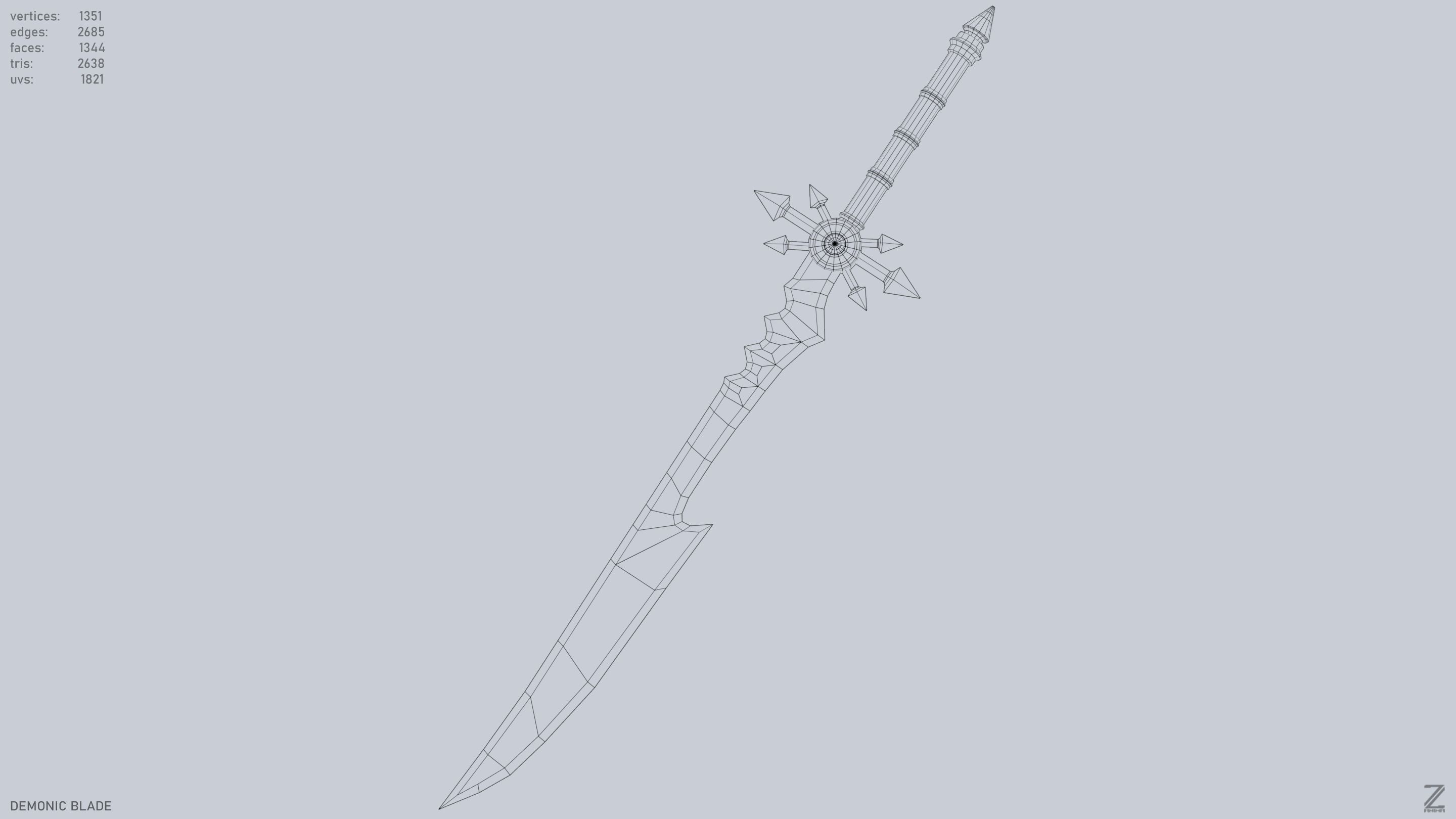 Demonic blade Low-poly 3D model_16